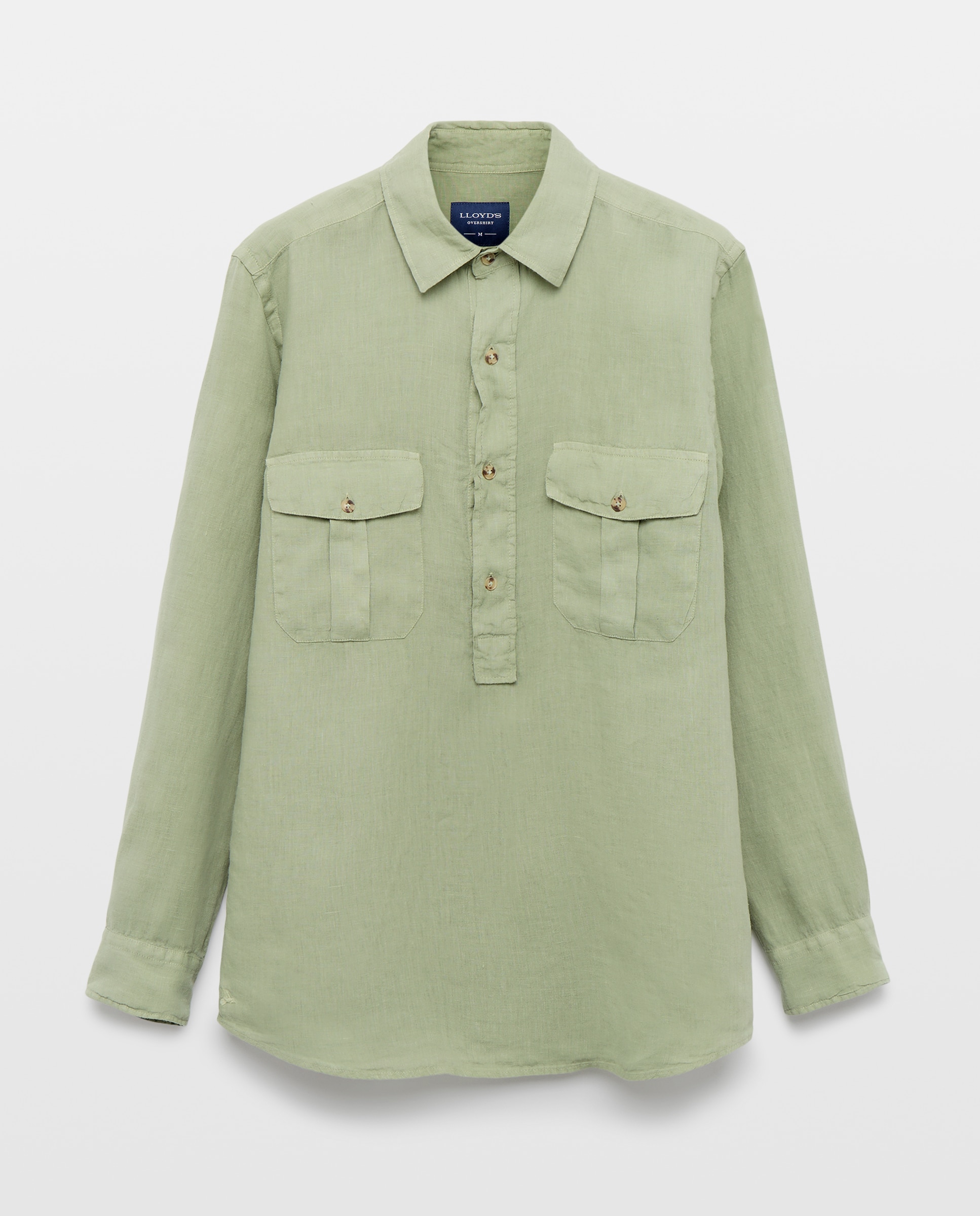 Camisa Classic Fit de Linho Verde-claro-4
