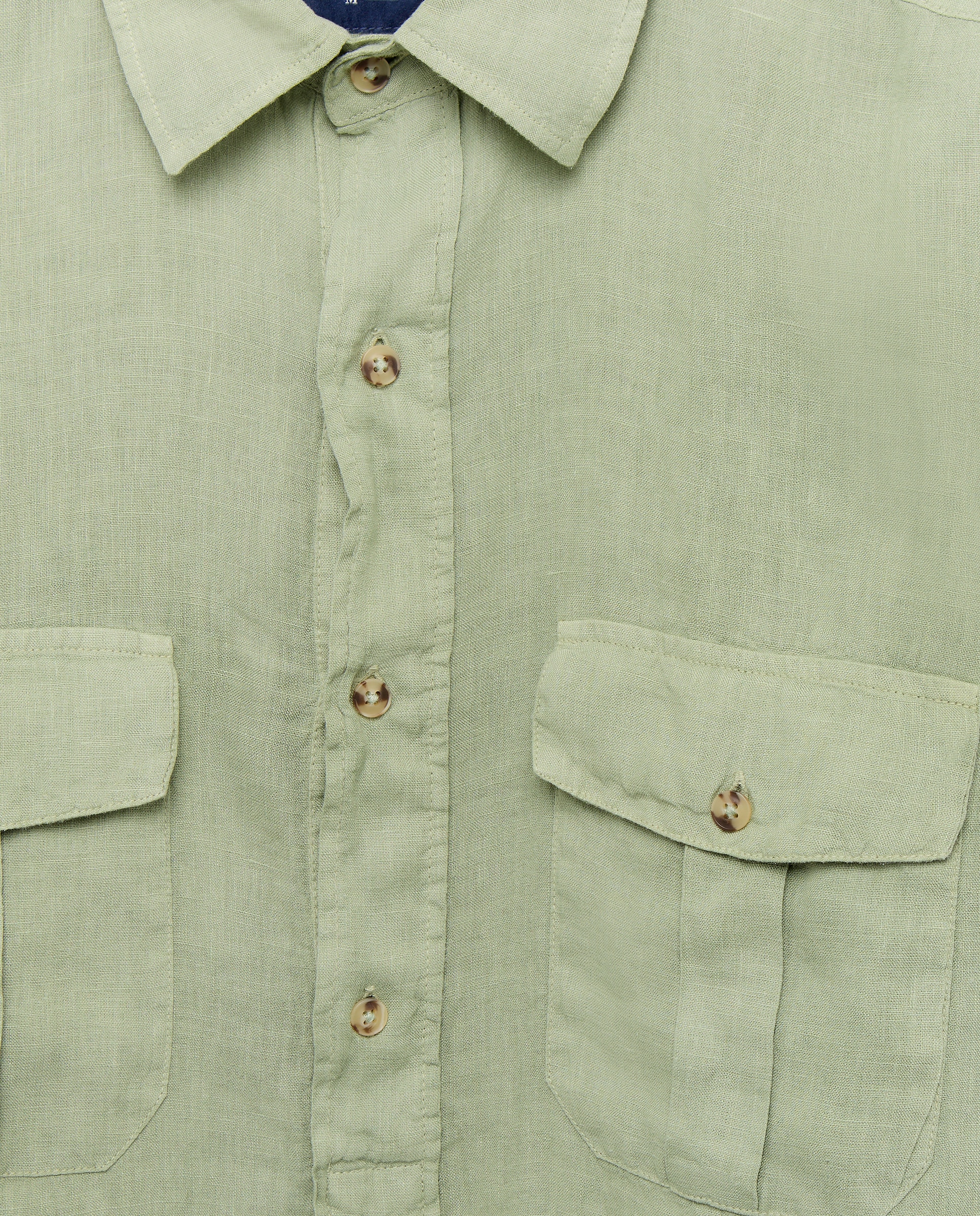 Camisa Classic Fit de Linho Verde-claro-5