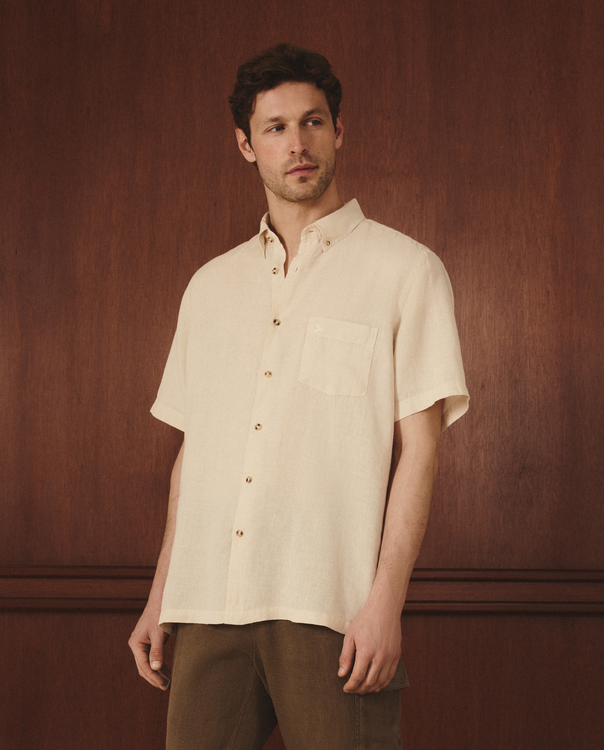 Imagem 0 de Camisa de Linho Classic Fit com Manga Curta