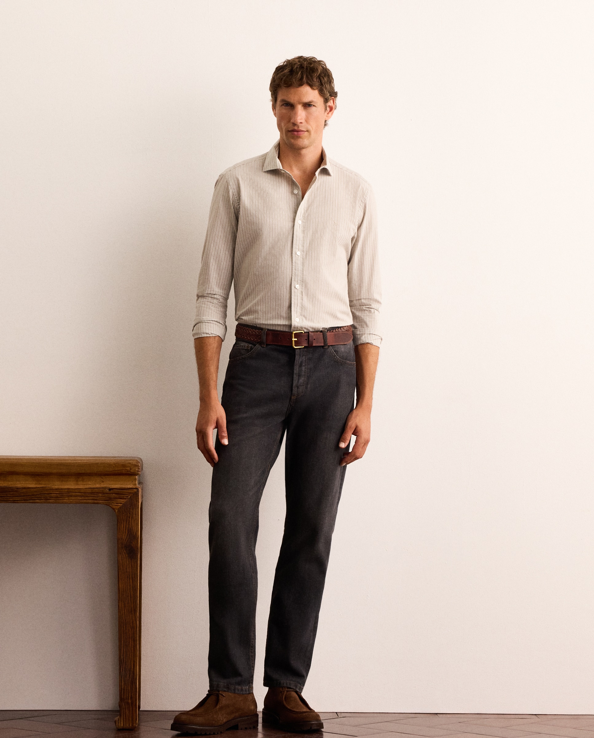 Camisa de hombre popelín de rayas slim fit - Lloyd's - Verde claro Verde claro-2