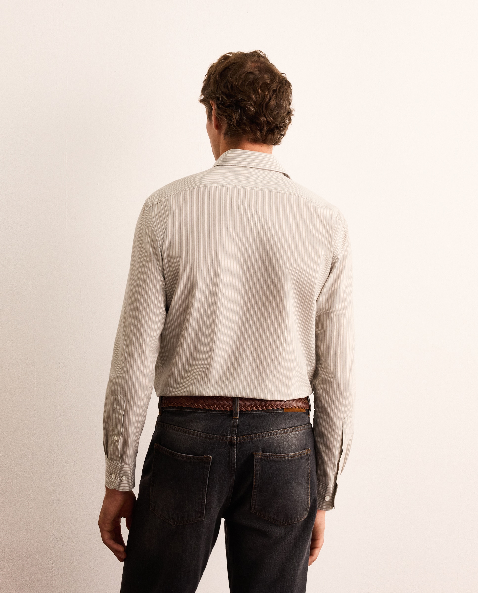 Camisa de hombre popelín de rayas slim fit - Lloyd's - Verde claro Verde claro-3