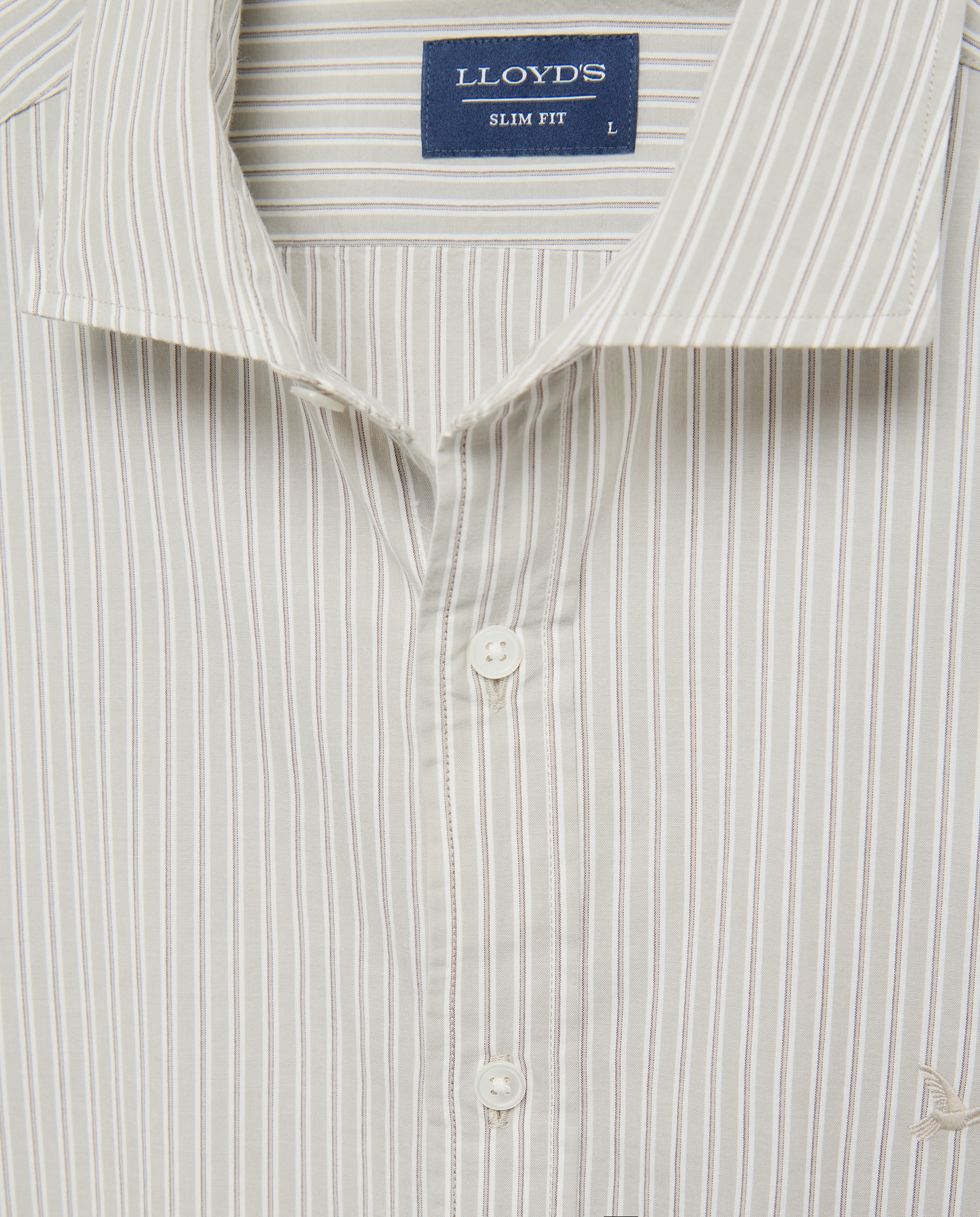 Camisa de hombre popelín de rayas slim fit - Lloyd's - Verde claro Verde claro-5