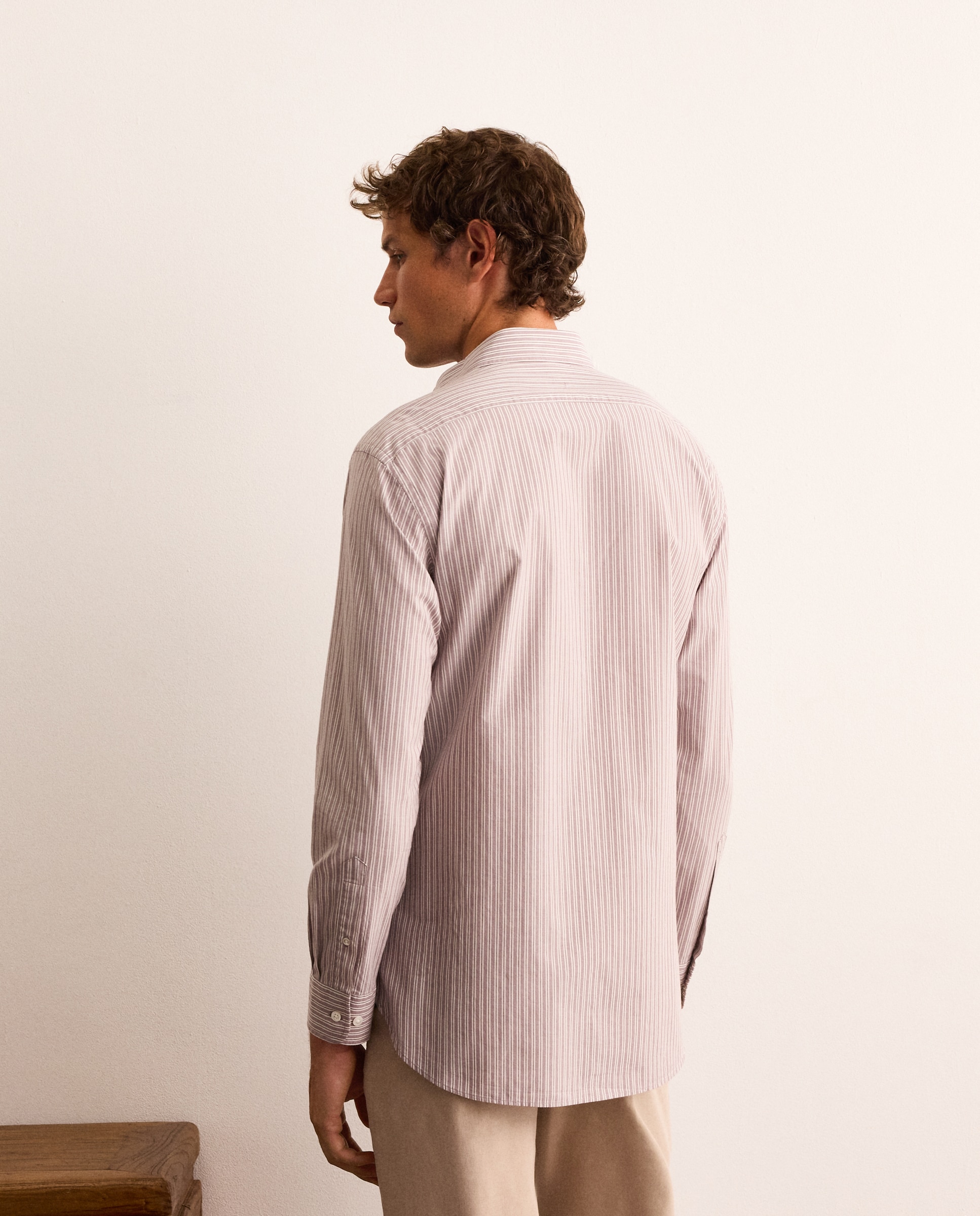 Camisa de hombre popelín de rayas slim fit - Lloyd's - Berenjena Berenjena-3