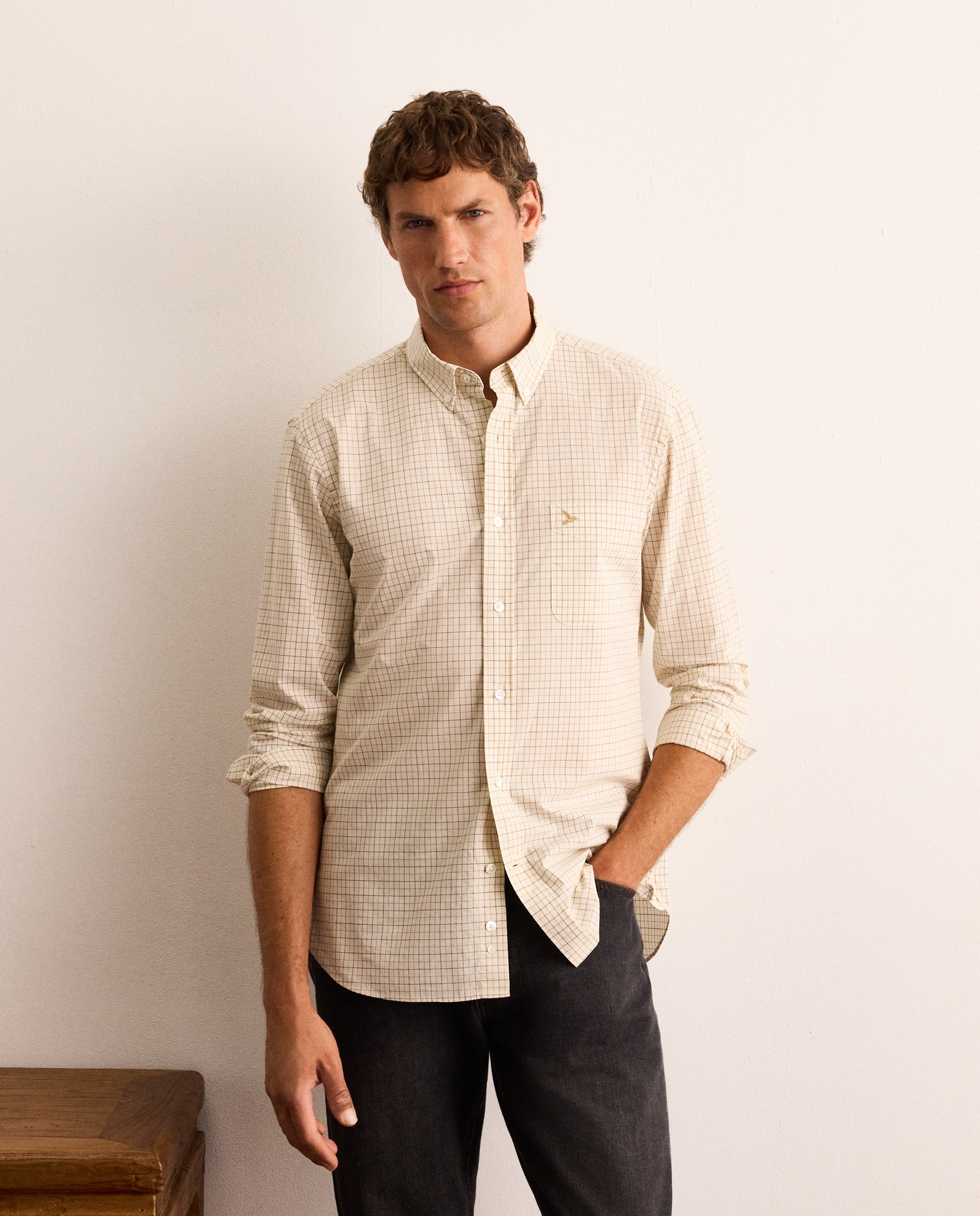 Camisa de hombre popelín de cuadros slim fit - Lloyd's - Verde oscuro Verde oscuro-1