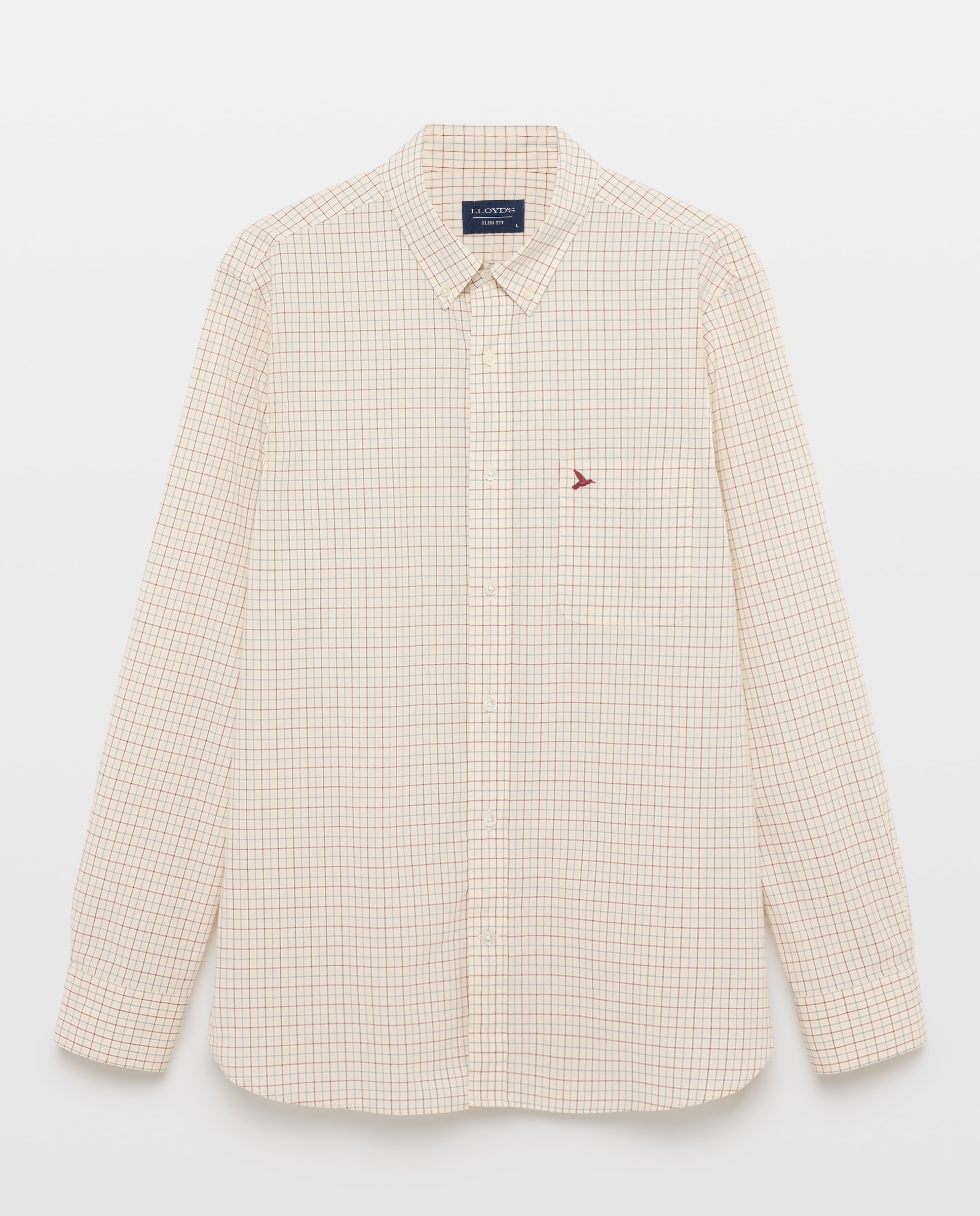 Camisa de hombre popelín de cuadros slim fit - Lloyd's - Azul Azul-4