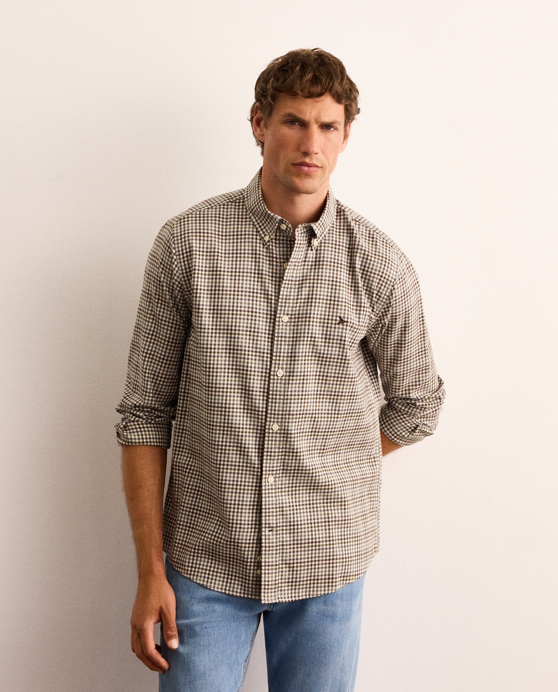 Camisa de hombre en twill de cuadros classic fit - Lloyd's - Verde oscuro Verde oscuro-1