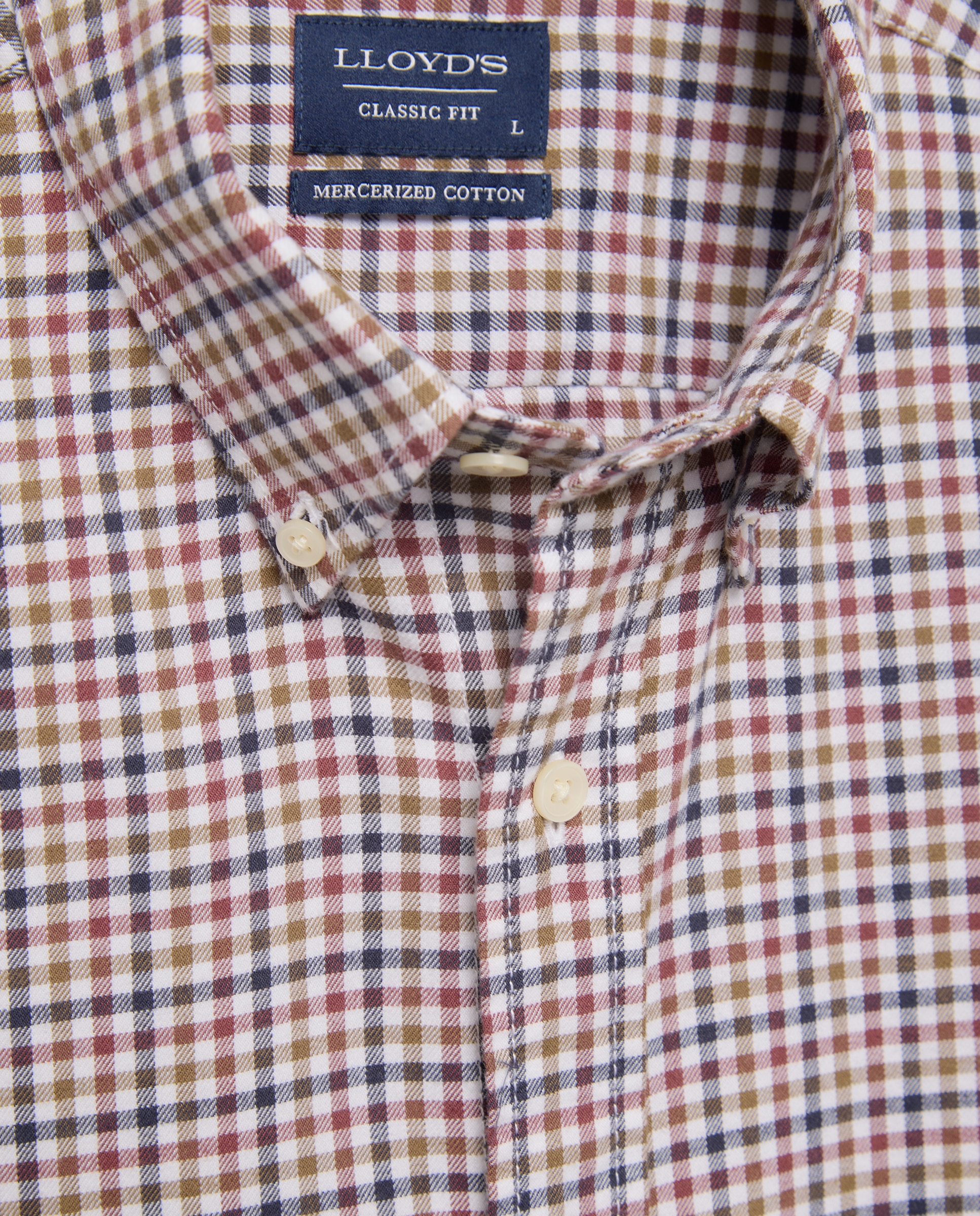 Camisa de Sarja Classic Fit aos Quadrados Azul-marinho-2