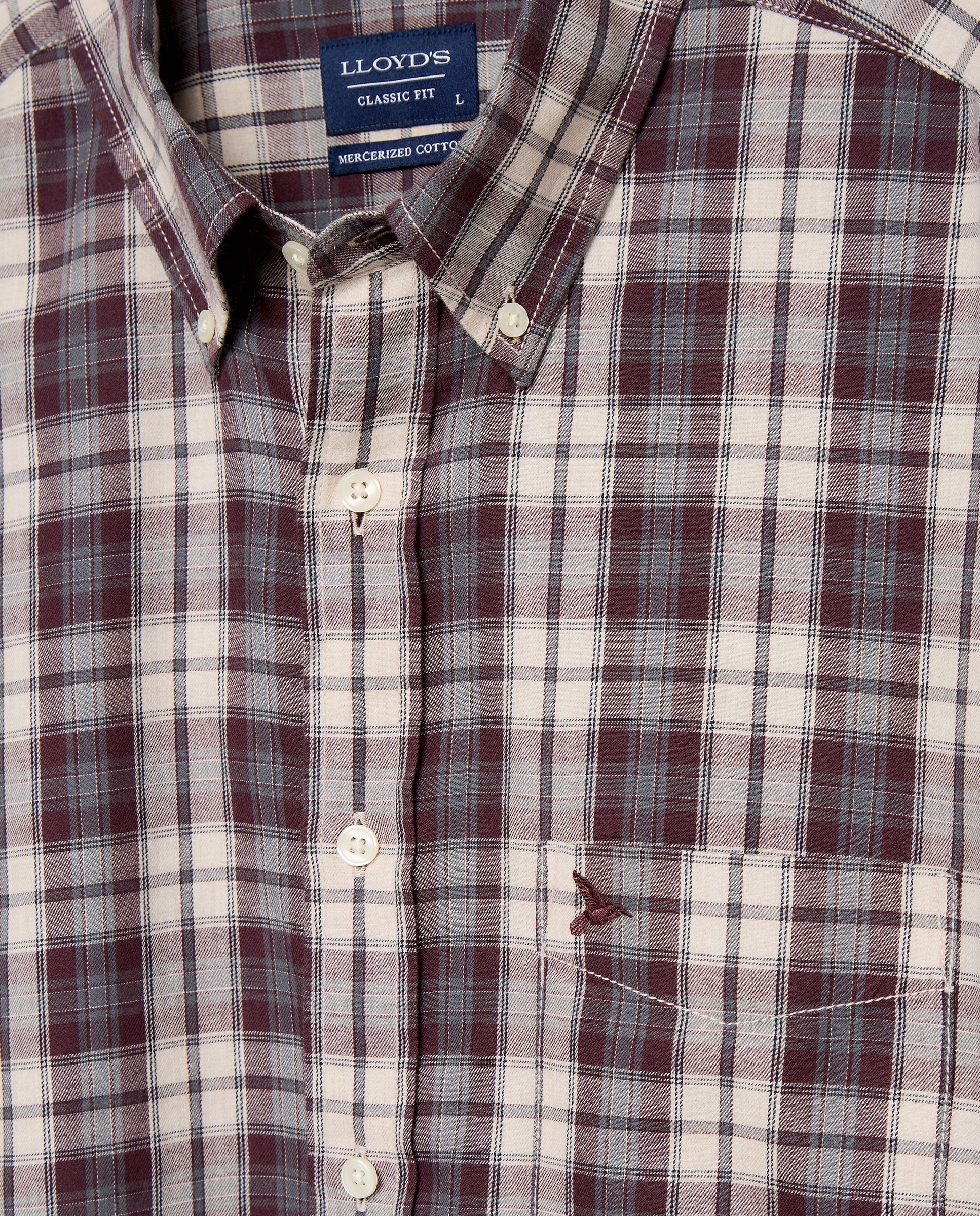 Camisa de Sarja Classic Fit aos Quadrados Azul-marinho-2
