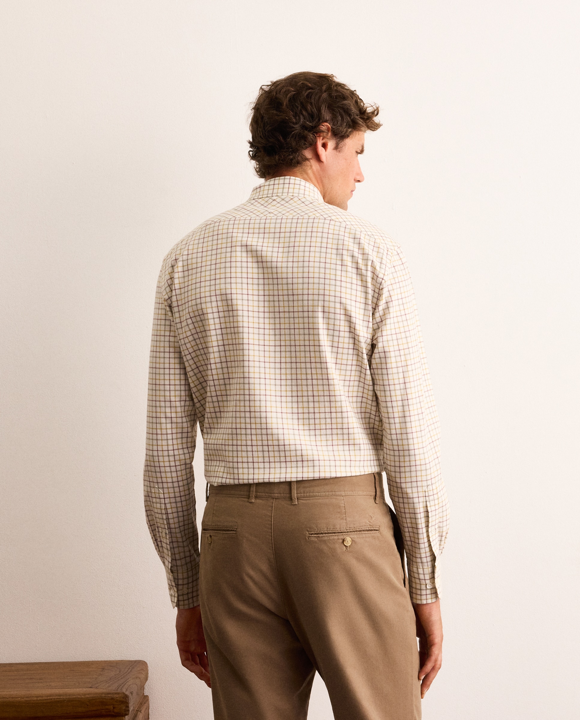 Camisa slim fit twill de cuadros tattersall de algodón con mezcla de lana hombre - Lloyd's - Verde claro Verde claro-3