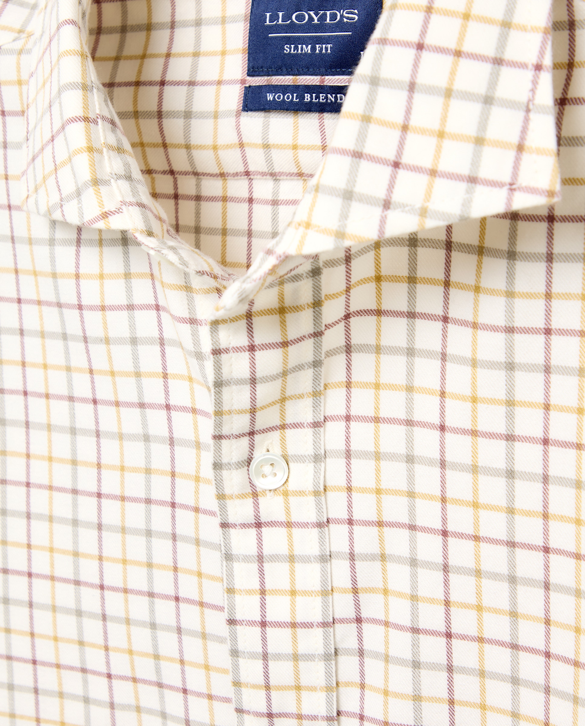 Camisa slim fit twill de cuadros tattersall de algodón con mezcla de lana hombre - Lloyd's - Verde claro Verde claro-5