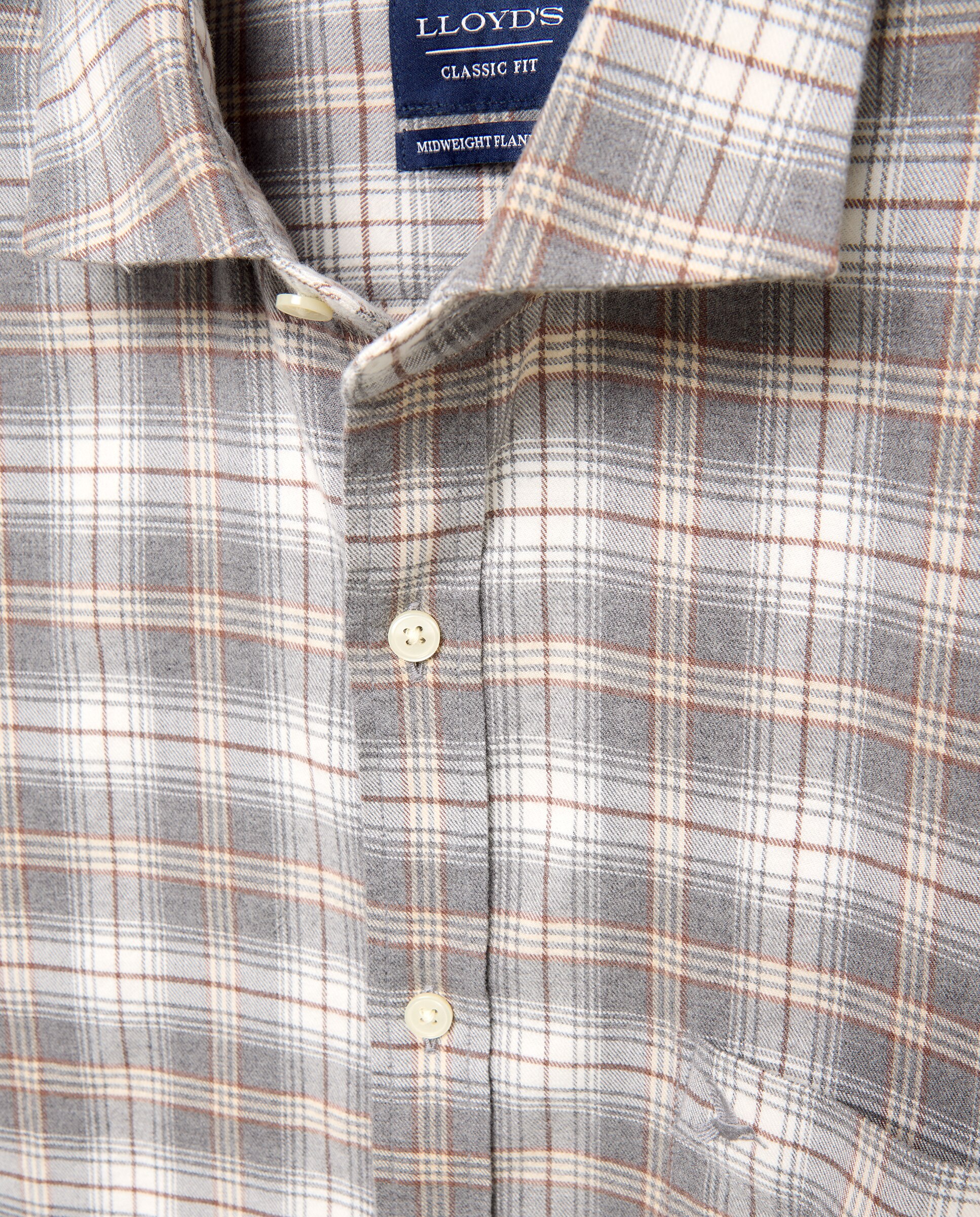 Camisa classic fit de cuadros de franela algodón hombre - Lloyd's - Gris Gris-3