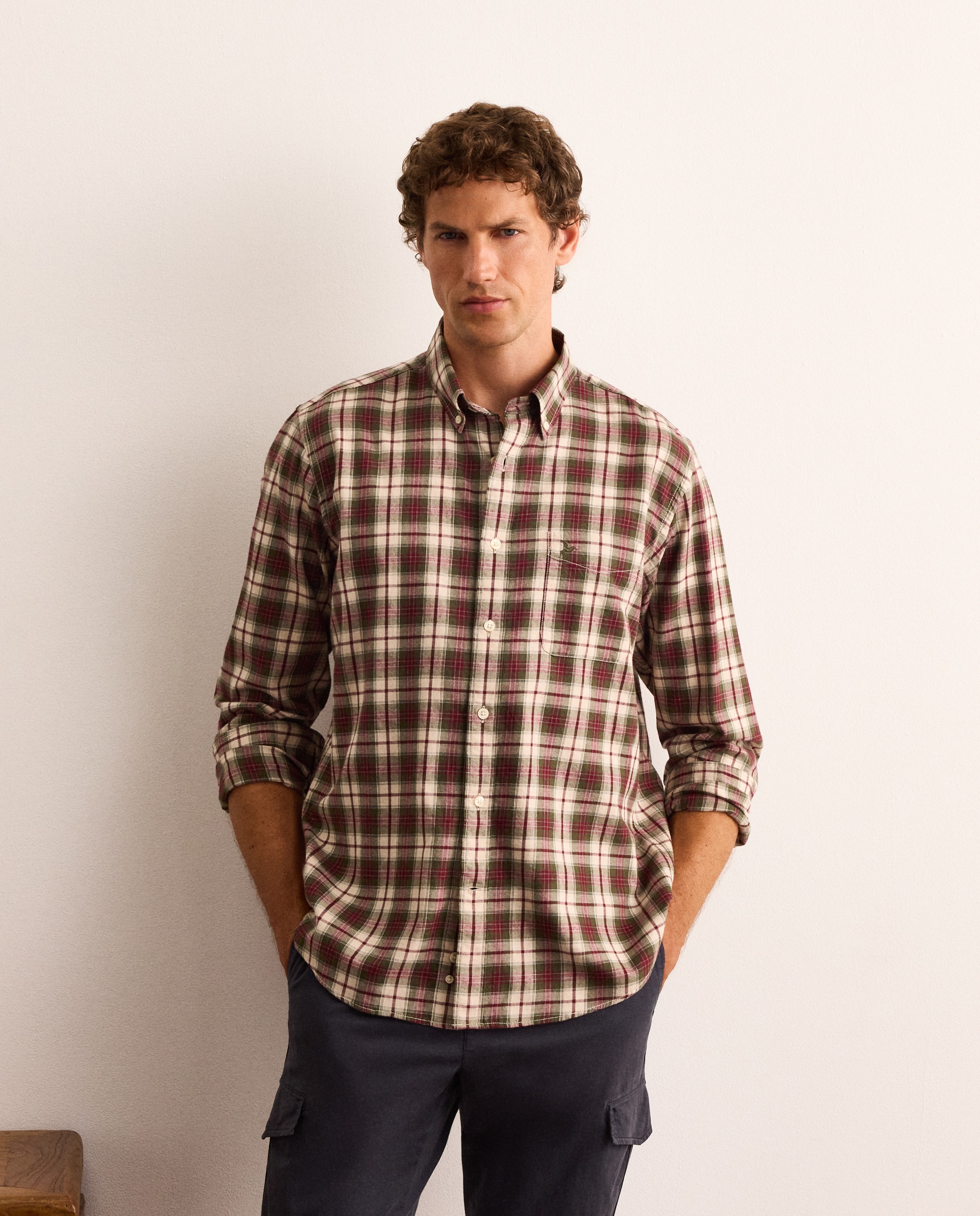 Camisa de hombre en twill de cuadros classic fit - Lloyd's - Verde oscuro Verde oscuro-1