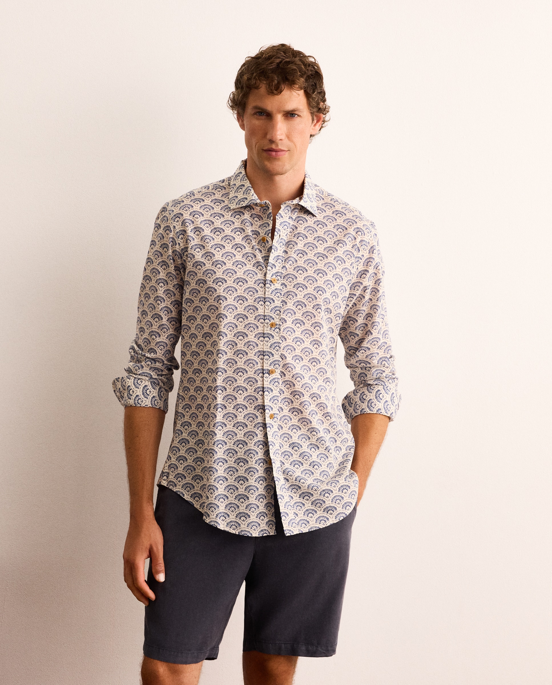 Imagen 0 de Camisa de hombre estampada slim fit Azul índigo
