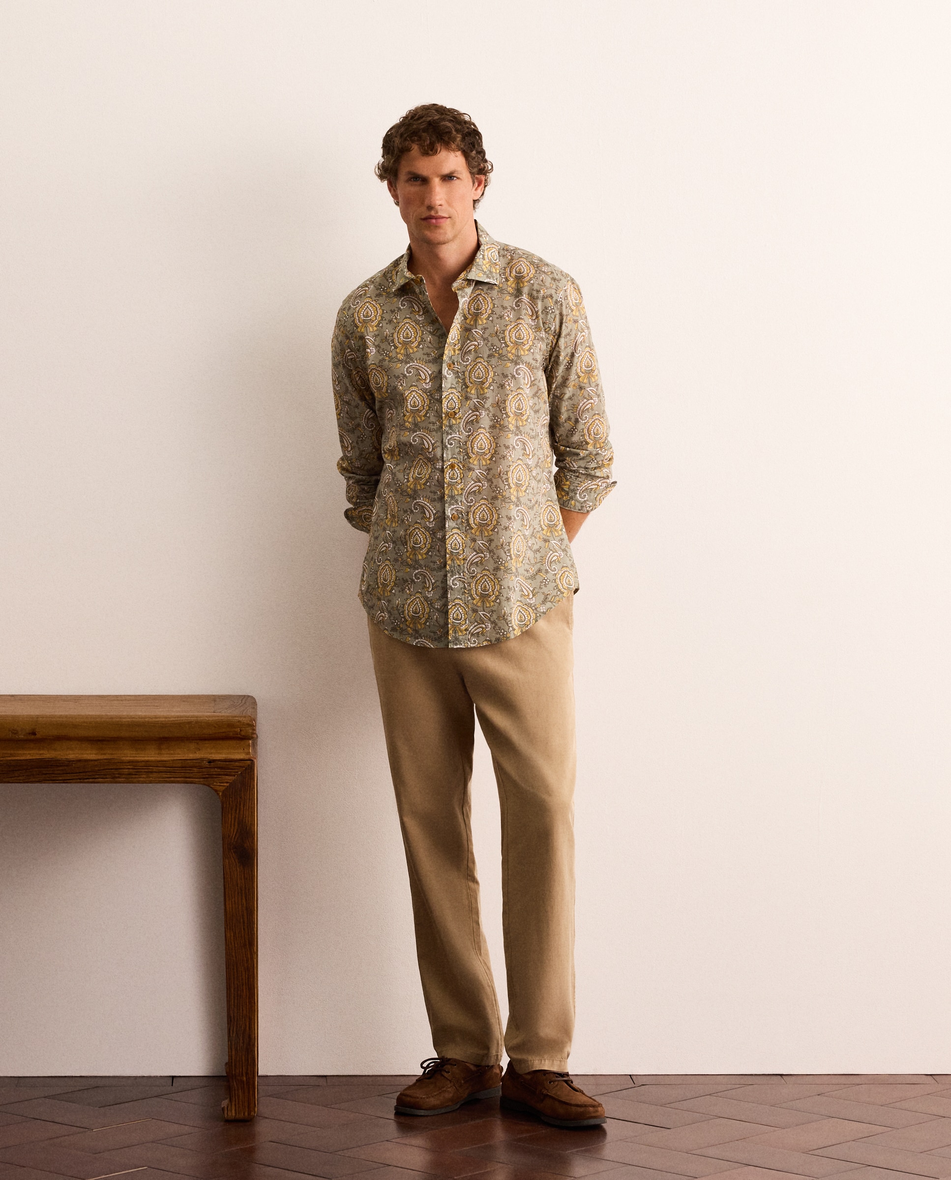 Camisa slim fit estampada block print de popelín de algodón hombre - Lloyd's - Multicolor Multicolor-2