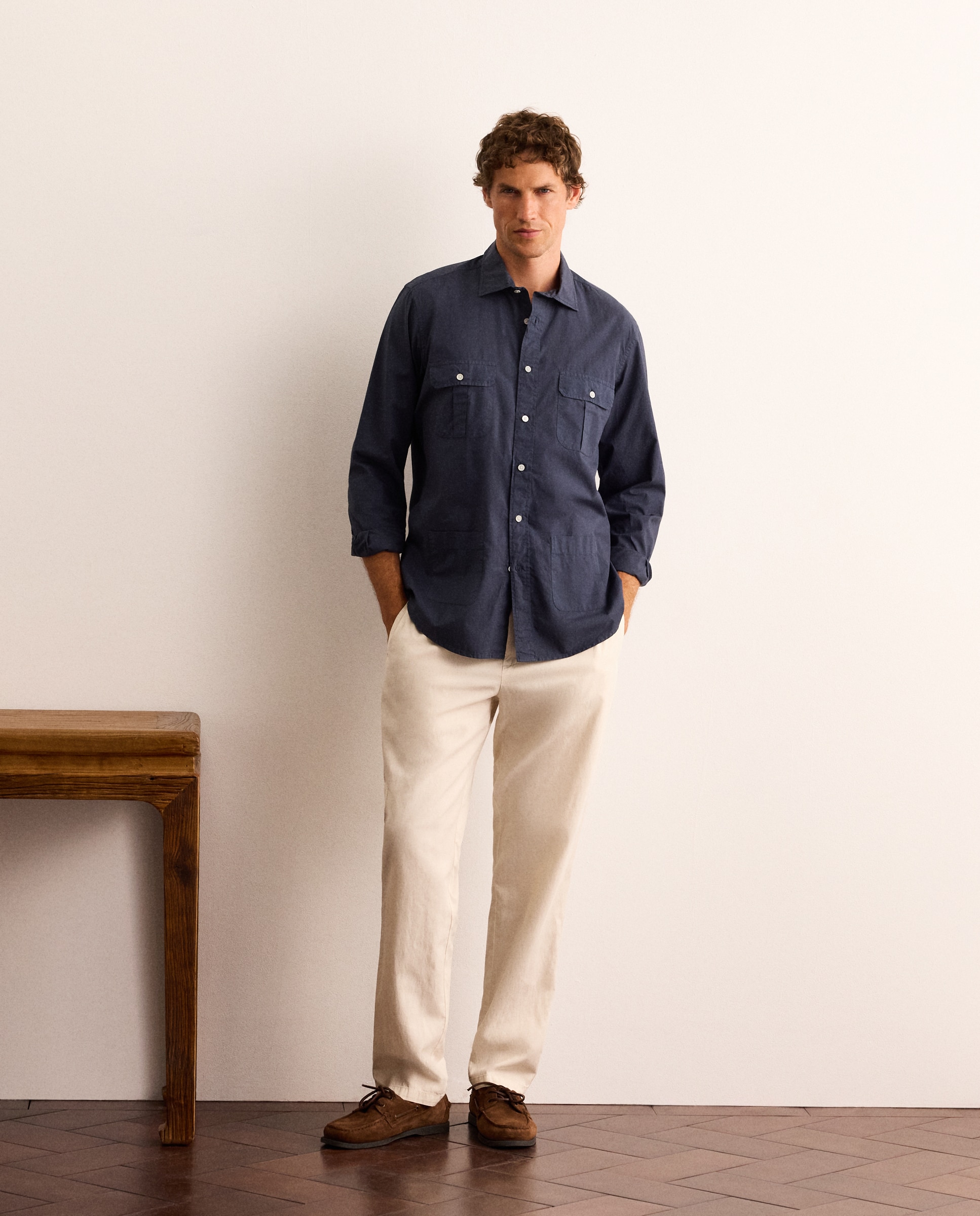 Camisa classic fit estilo guayabera de popelín de algodón hombre - Lloyd's - Azul claro Azul claro-2