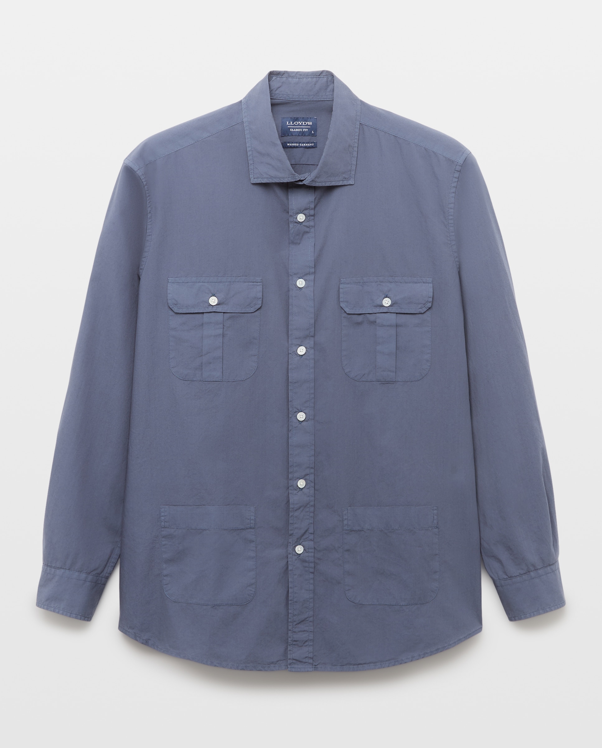 Camisa classic fit estilo guayabera de popelín de algodón hombre - Lloyd's - Azul claro Azul claro-5