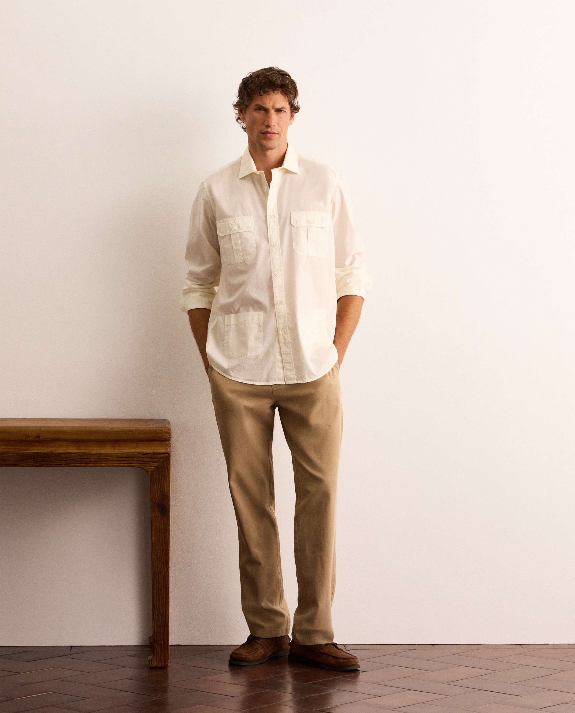 Camisa classic fit estilo guayabera de popelín de algodón hombre - Lloyd's - Crudo Crudo-3