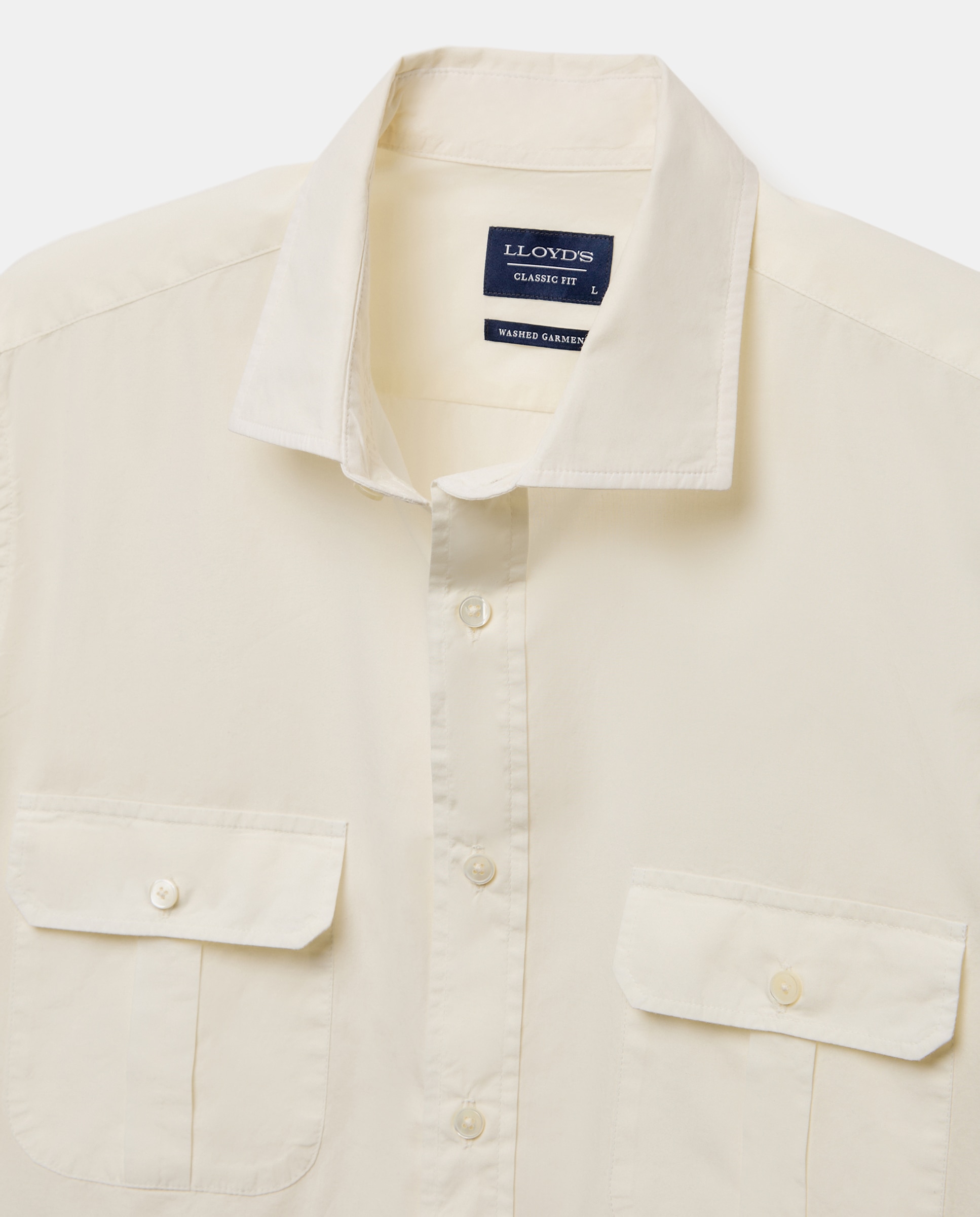 Camisa Classic Fit com Bolsos Cru-2
