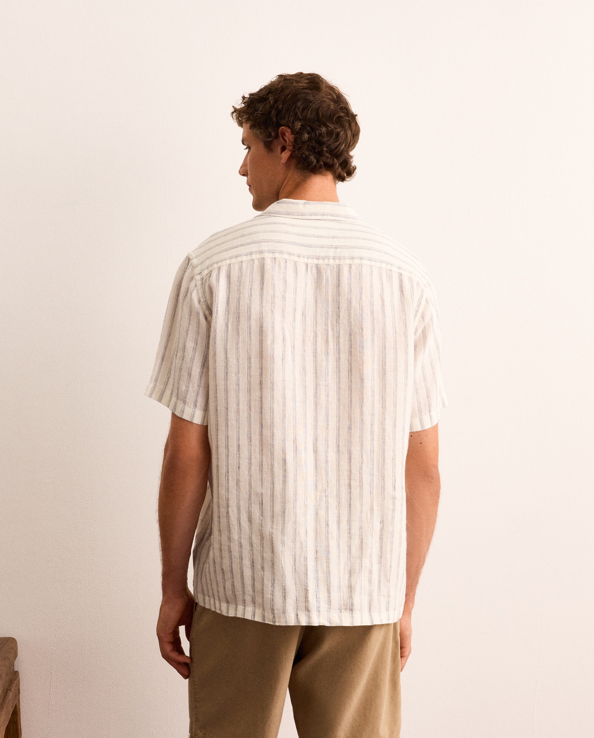 Camisa classic fit de manga corta a rayas de lino hombre - Lloyd's - Azul Azul-3