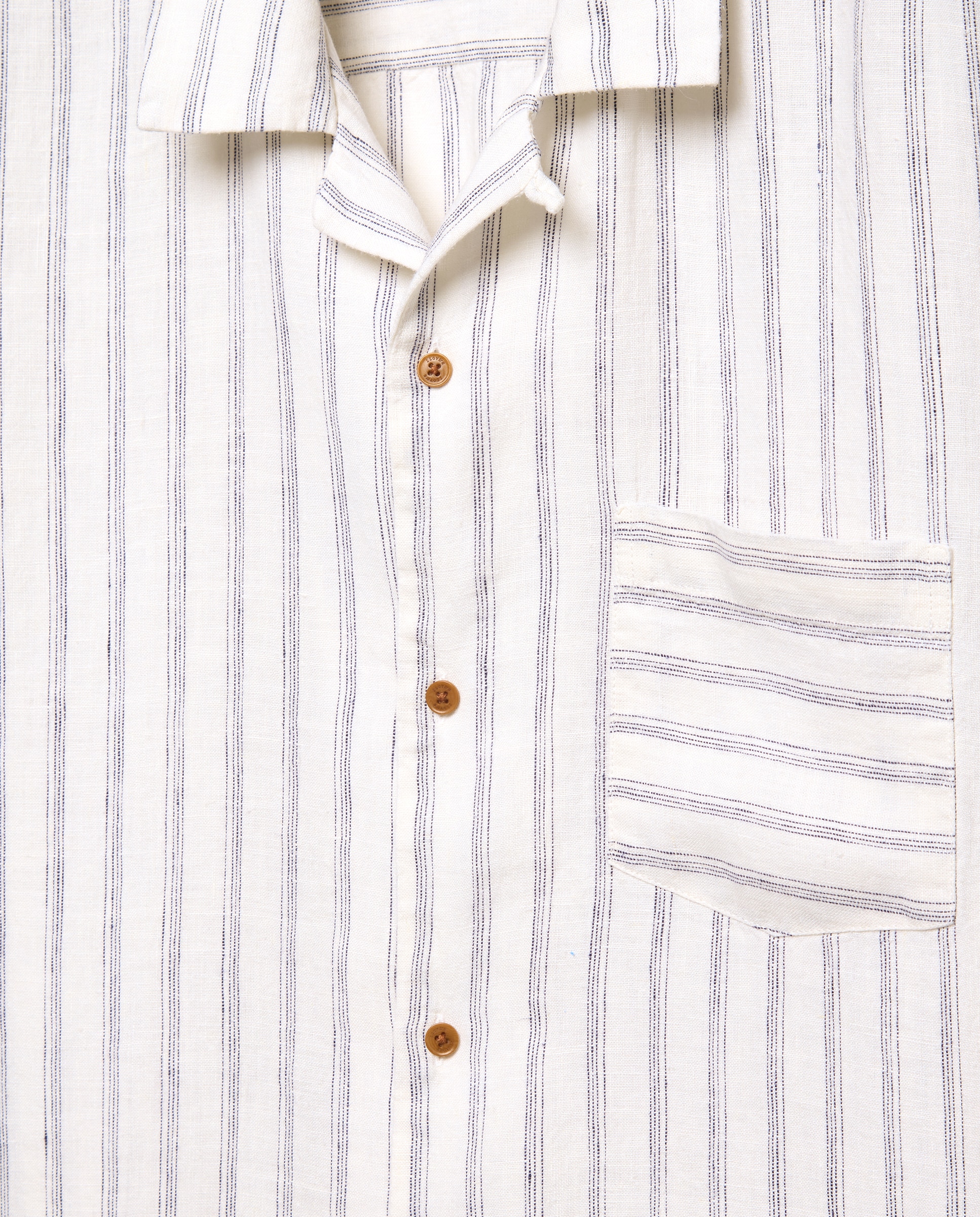 Camisa classic fit de manga corta a rayas de lino hombre - Lloyd's - Azul Azul-5