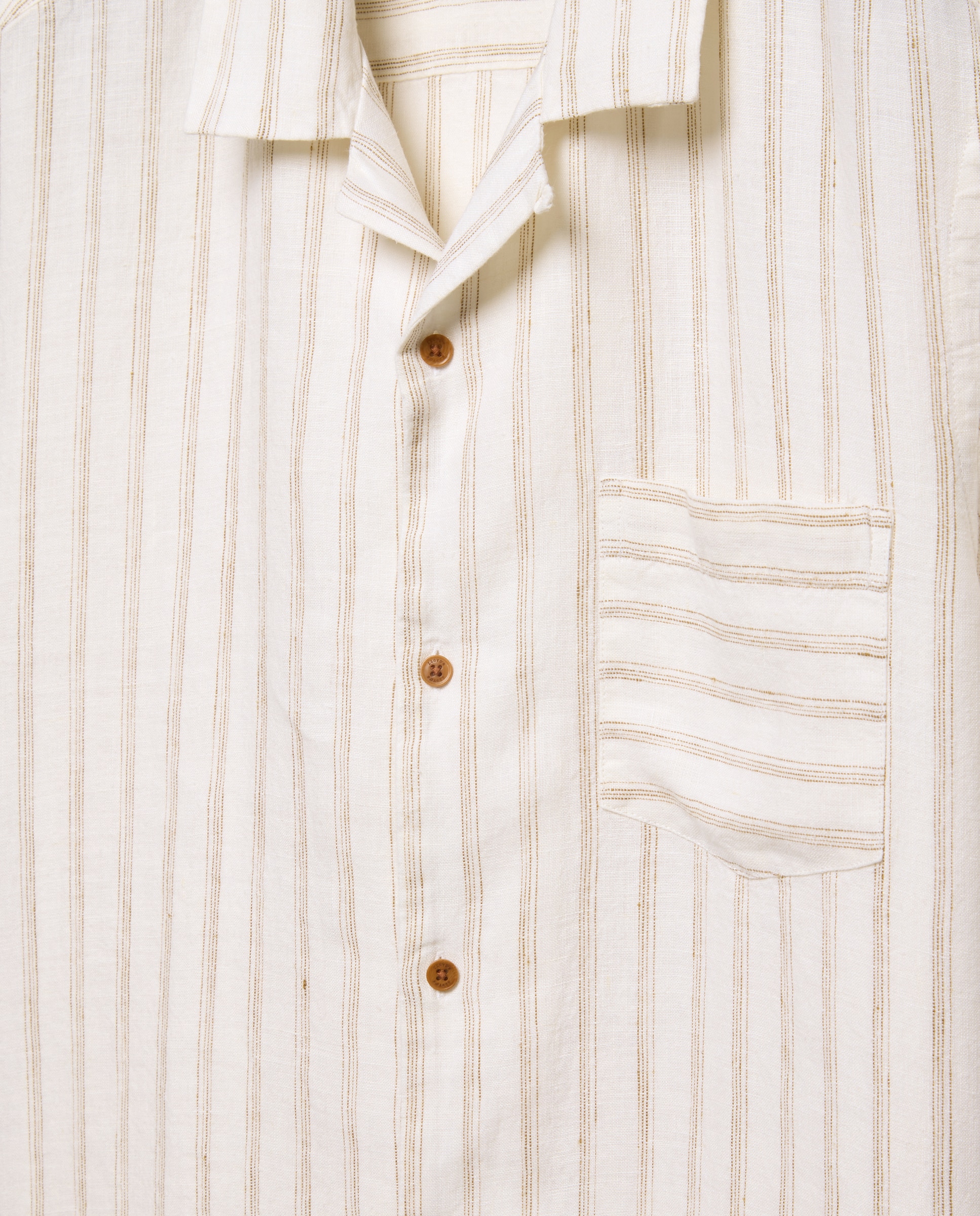 Camisa classic fit de manga corta a rayas de lino hombre - Lloyd's - Beige Beige-5