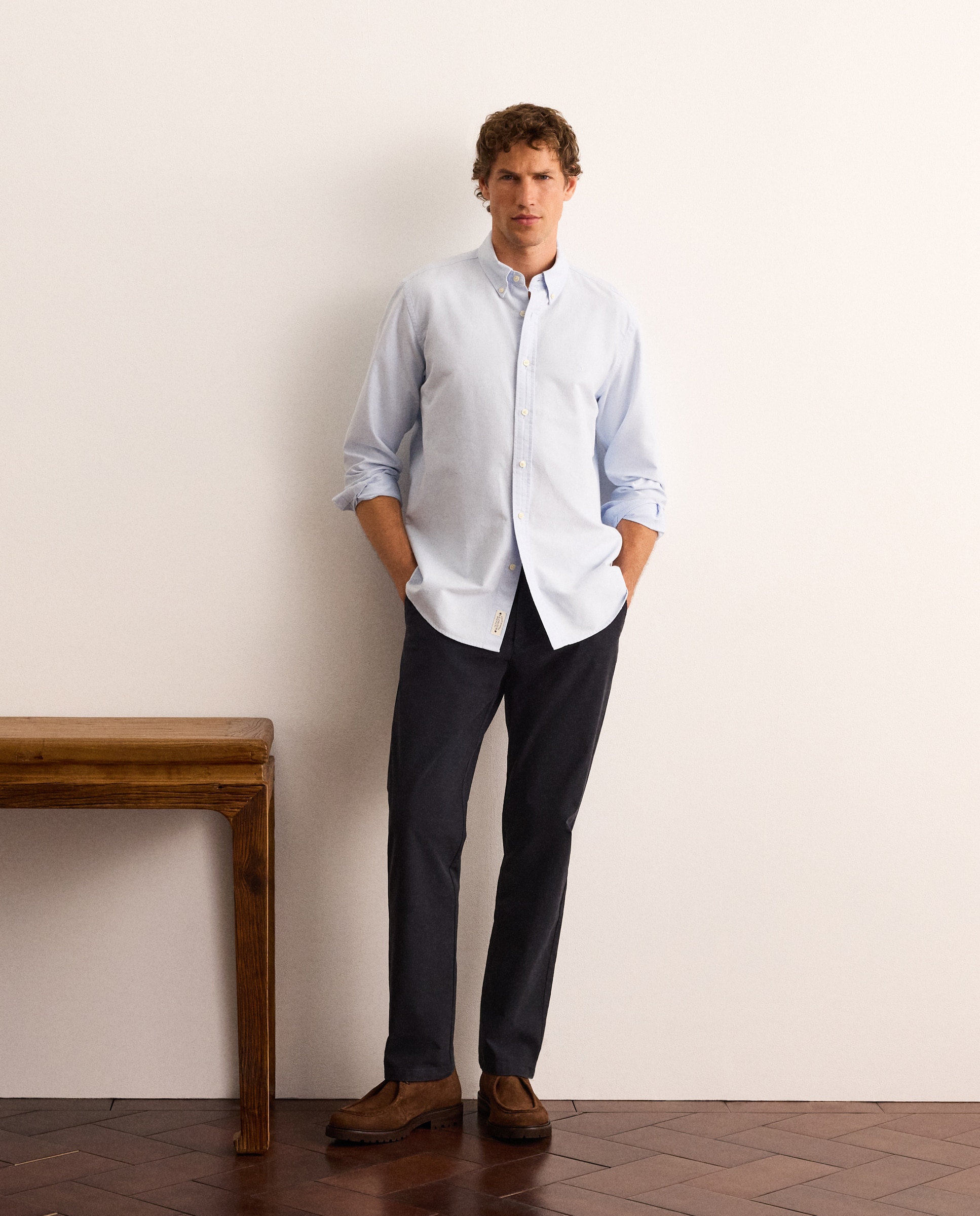 Camisa classic fit oxford lisa de algodón hombre - Lloyd's - Azul claro Azul claro-2