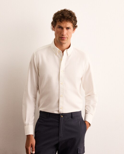 Camisa classic fit oxford lisa de algodón hombre