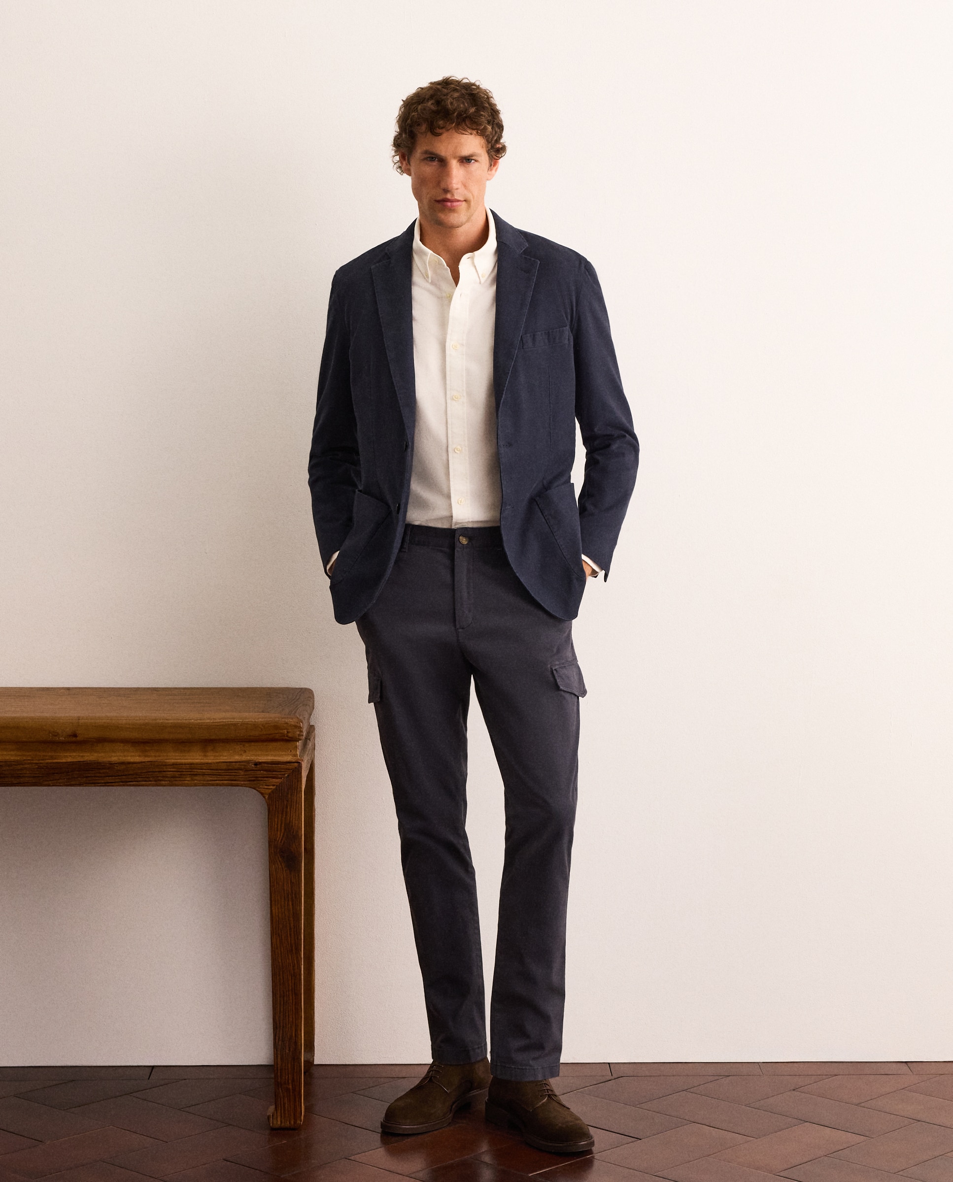 Camisa classic fit oxford lisa de algodón hombre - Lloyd's - Blanco Blanco-2