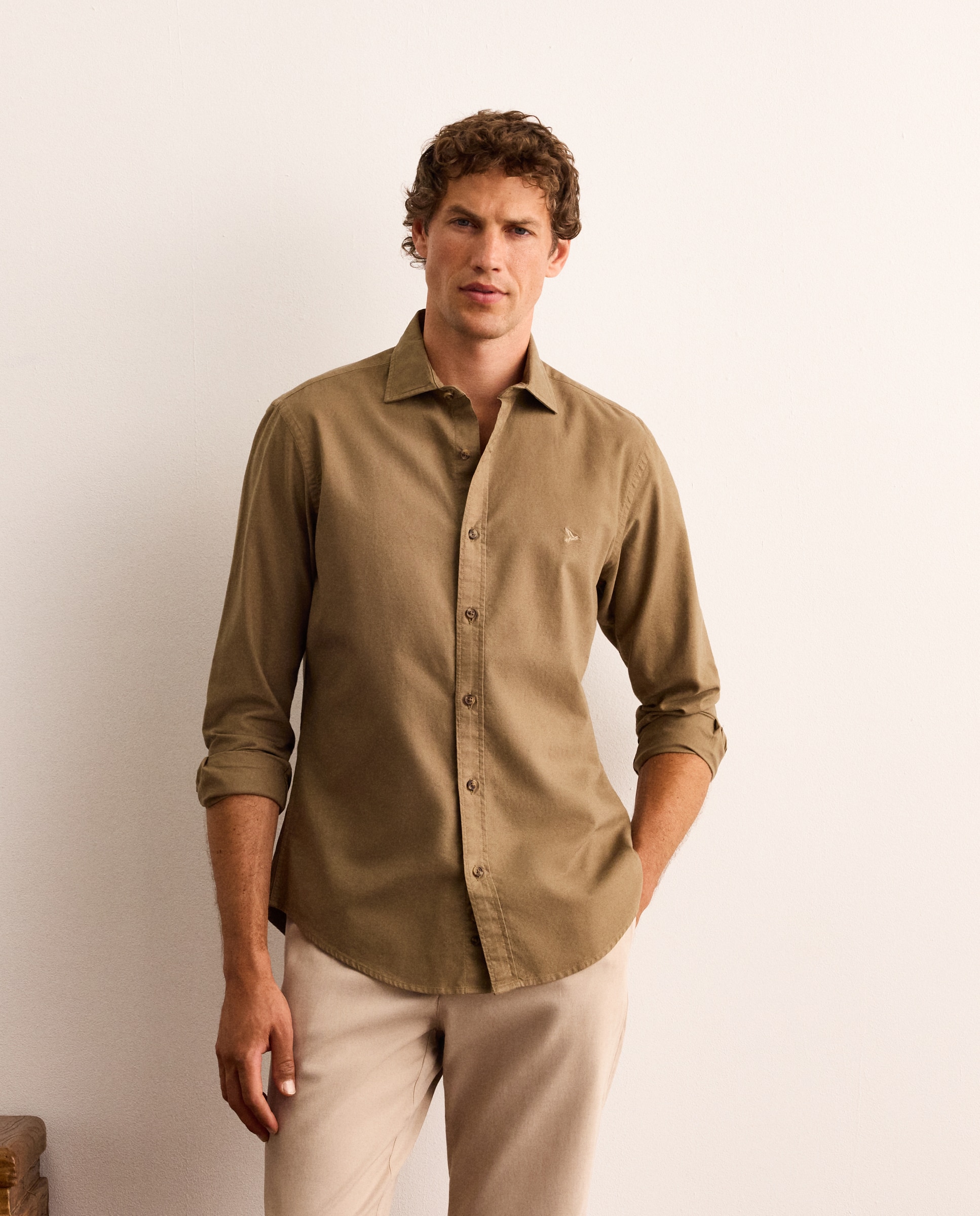 Camisa slim fit oxford teñida en prenda de algodón hombre - Lloyd's - Kaki Kaki-1