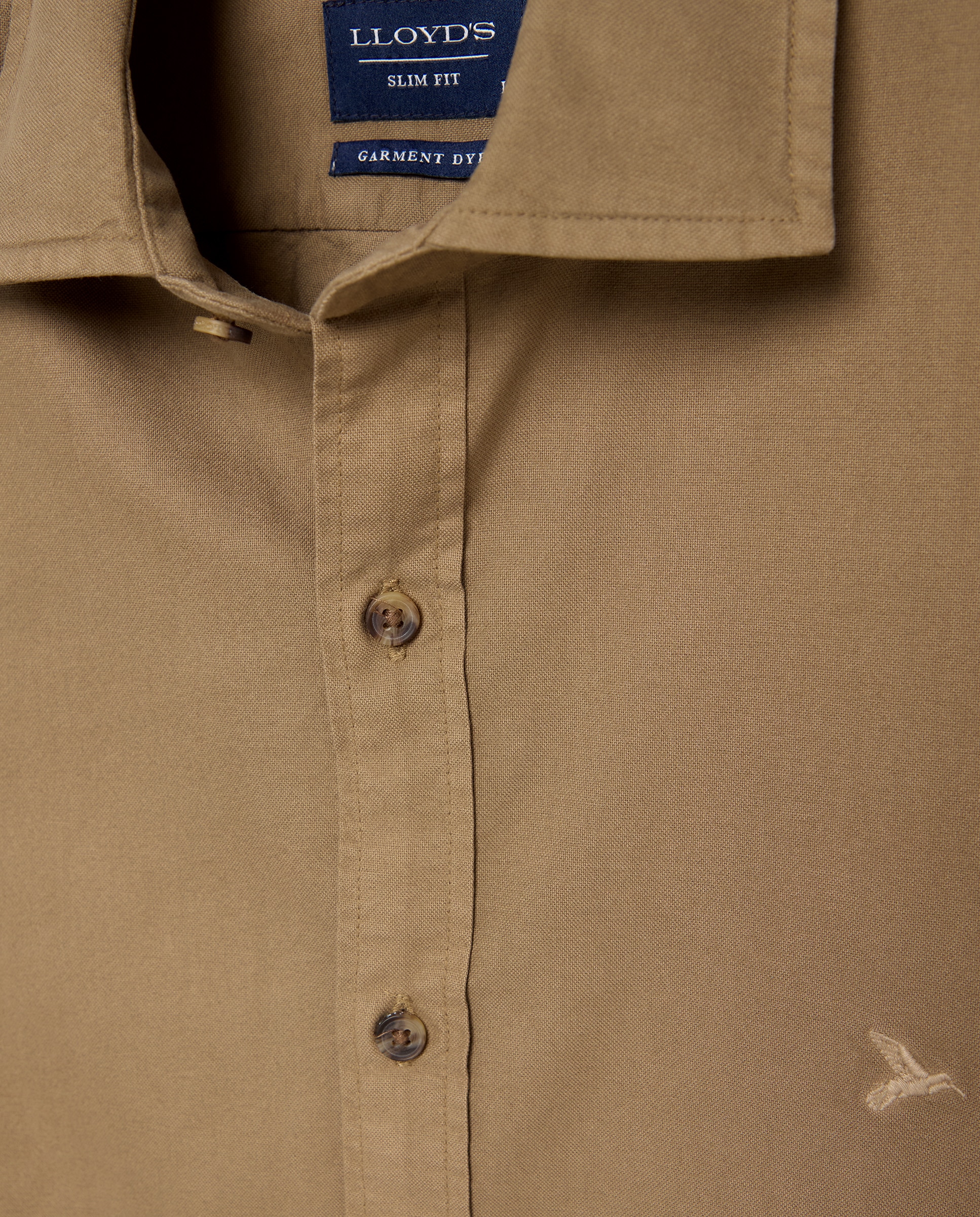 Camisa slim fit oxford teñida en prenda de algodón hombre - Lloyd's - Kaki Kaki-5