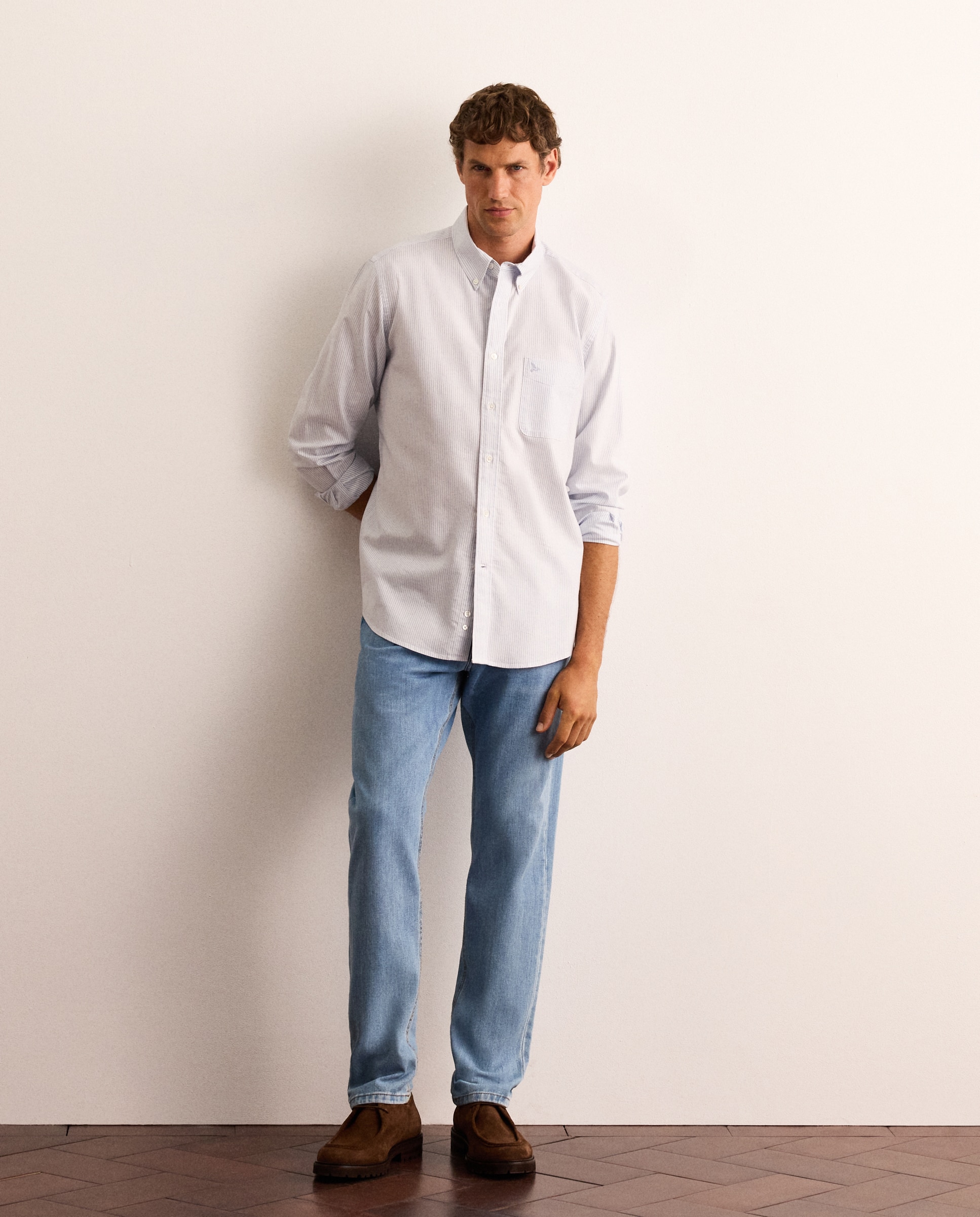 Camisa classic fit oxford a rayas de algodón mezcla lyocell hombre - Lloyd's - Azul claro Azul claro-2