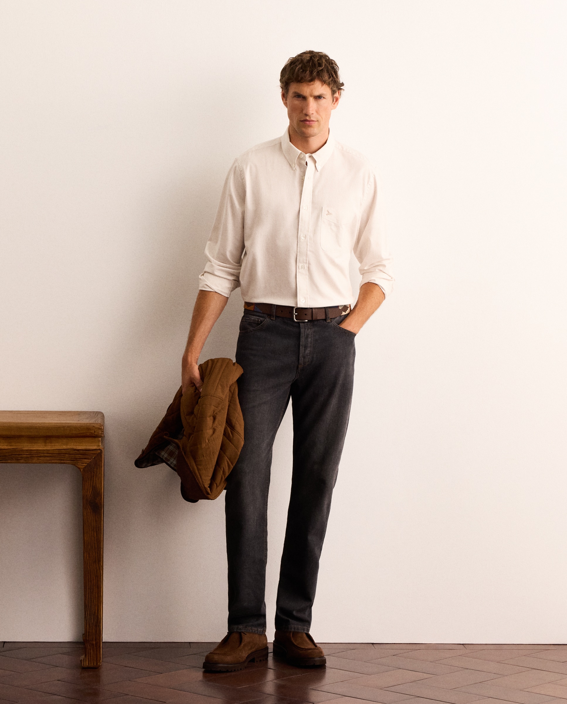 Camisa classic fit oxford a rayas de algodón mezcla lyocell hombre - Lloyd's - Crudo Crudo-1