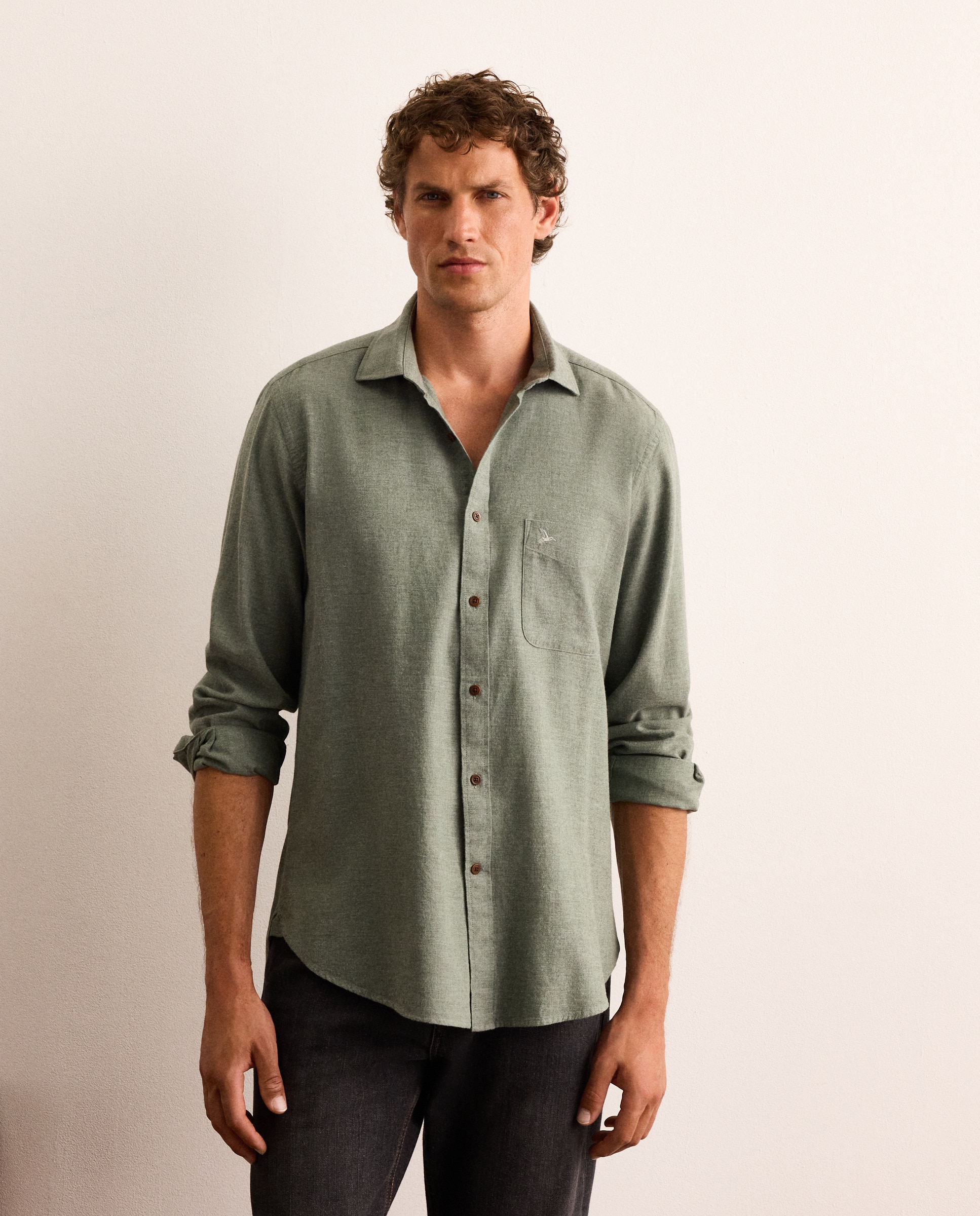 Camisa de hombre en franela classic fit - Lloyd's - Verde claro Verde claro-1