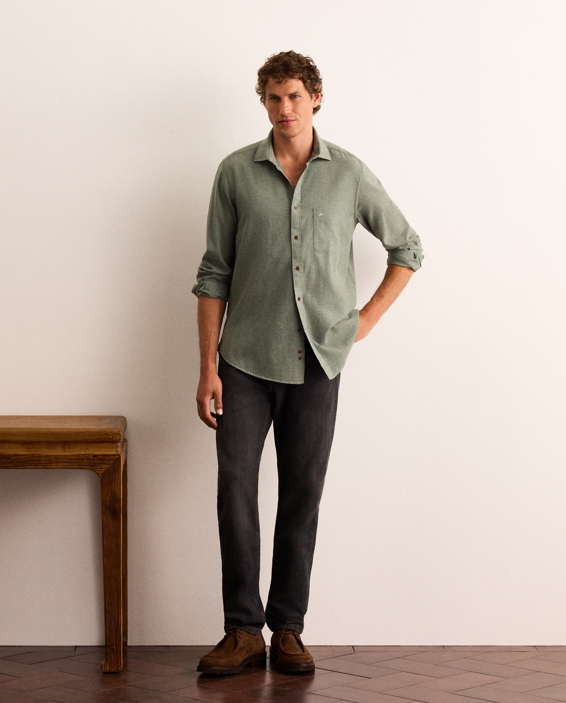 Camisa de hombre en franela classic fit - Lloyd's - Verde claro Verde claro-2