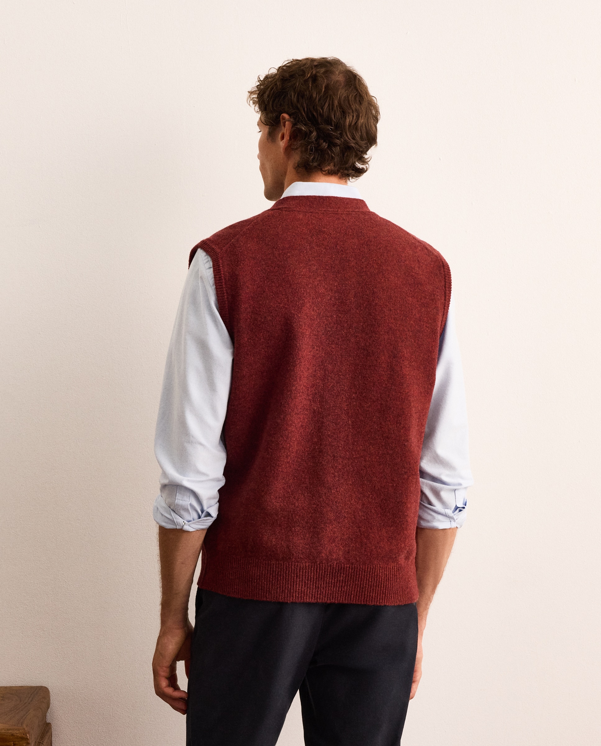 Chaleco de punto 100% lambswool con botones y cuello de pico hombre - Lloyd's - Burdeos Burdeos-4