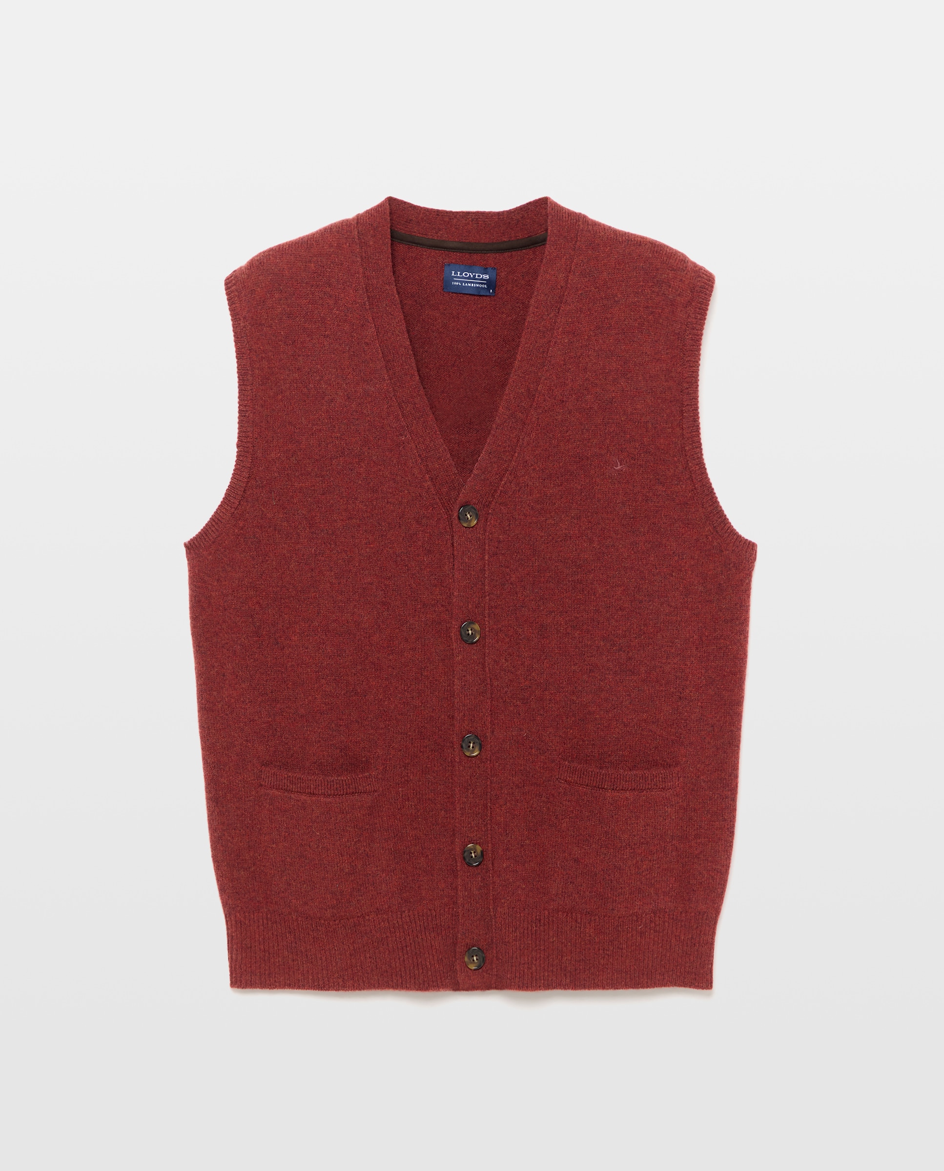 Chaleco de hombre de lambswool con cuello pico - Lloyd's - Burdeos Burdeos-1