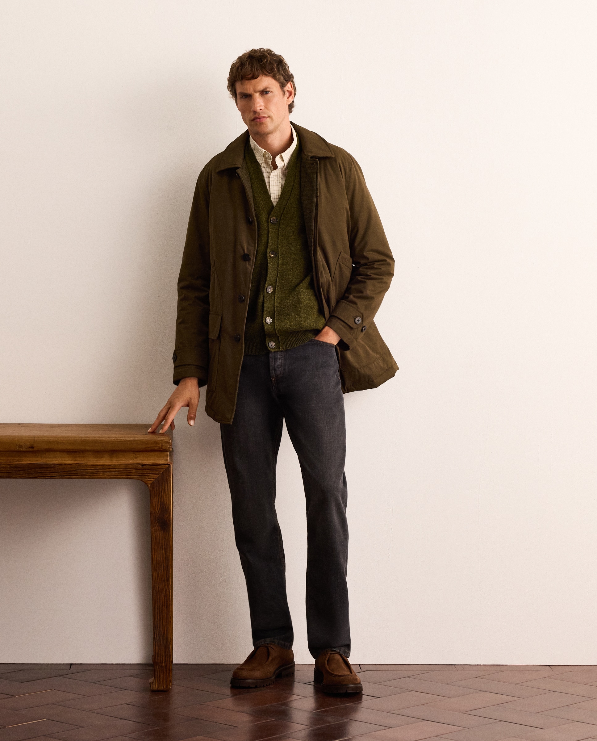 Chaleco de punto 100% lambswool con botones y cuello de pico hombre - Lloyd's - Verde oscuro Verde oscuro-2