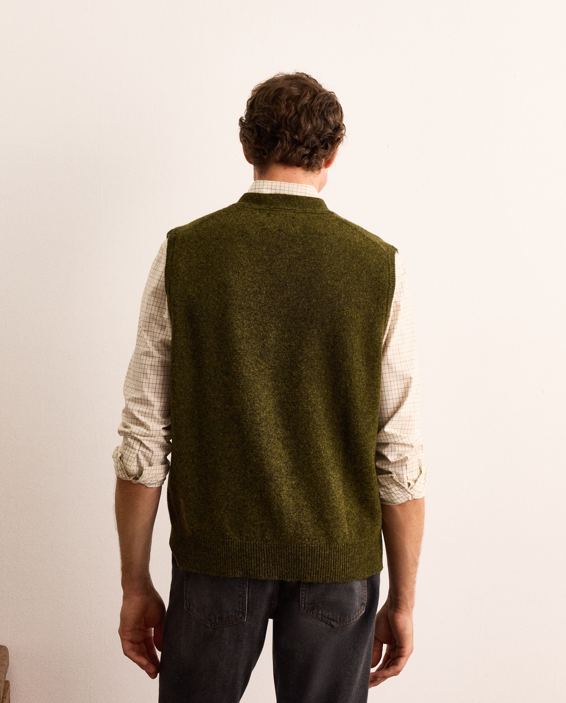 Chaleco de punto 100% lambswool con botones y cuello de pico hombre - Lloyd's - Verde oscuro Verde oscuro-3