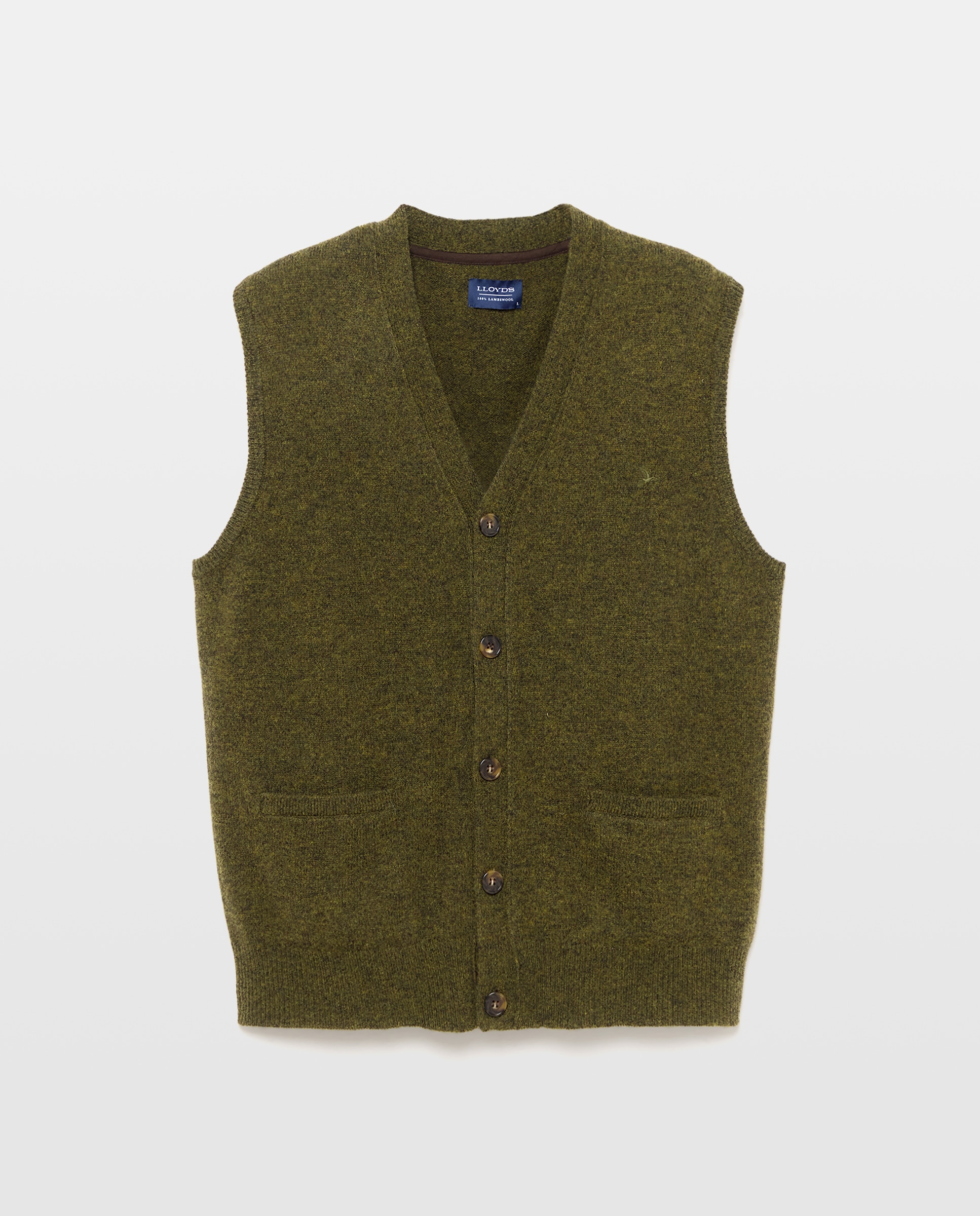 Chaleco de hombre de lambswool con cuello pico - Lloyd's - Verde oscuro Verde oscuro-1