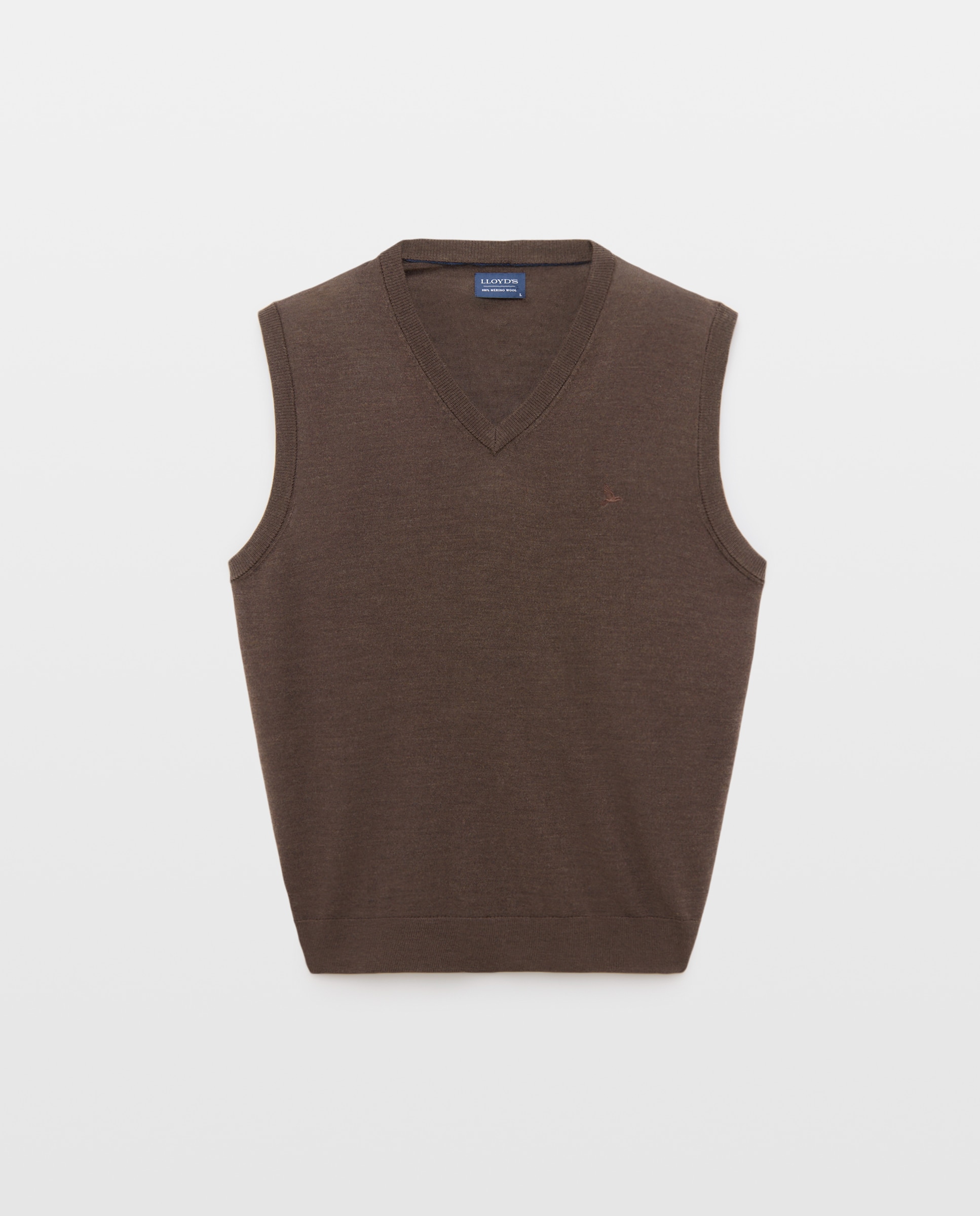 Chaleco de punto de lana merino con cuello de pico hombre - Lloyd's - Marrón Marrón-4