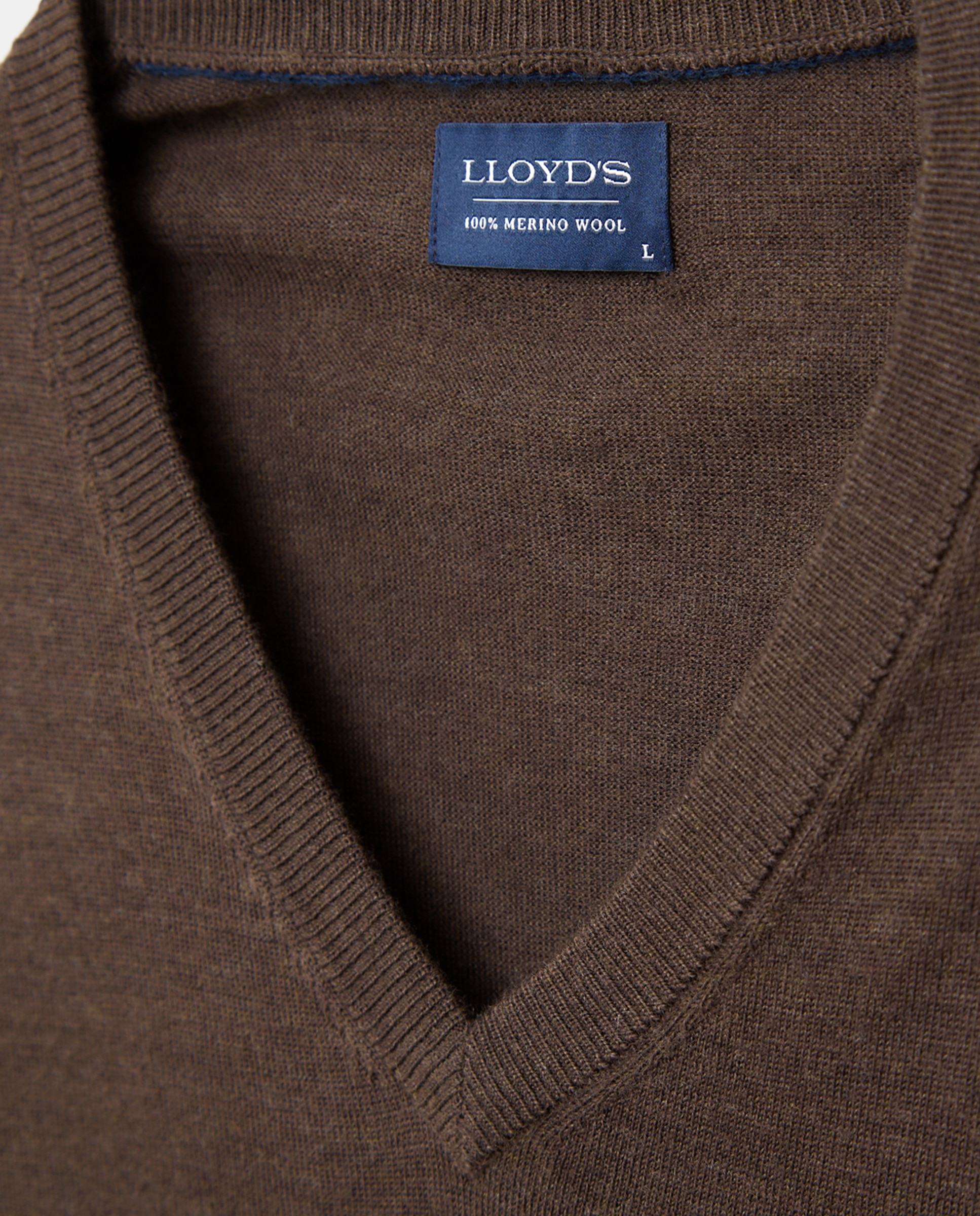Chaleco de punto de lana merino con cuello de pico hombre - Lloyd's - Marrón Marrón-5