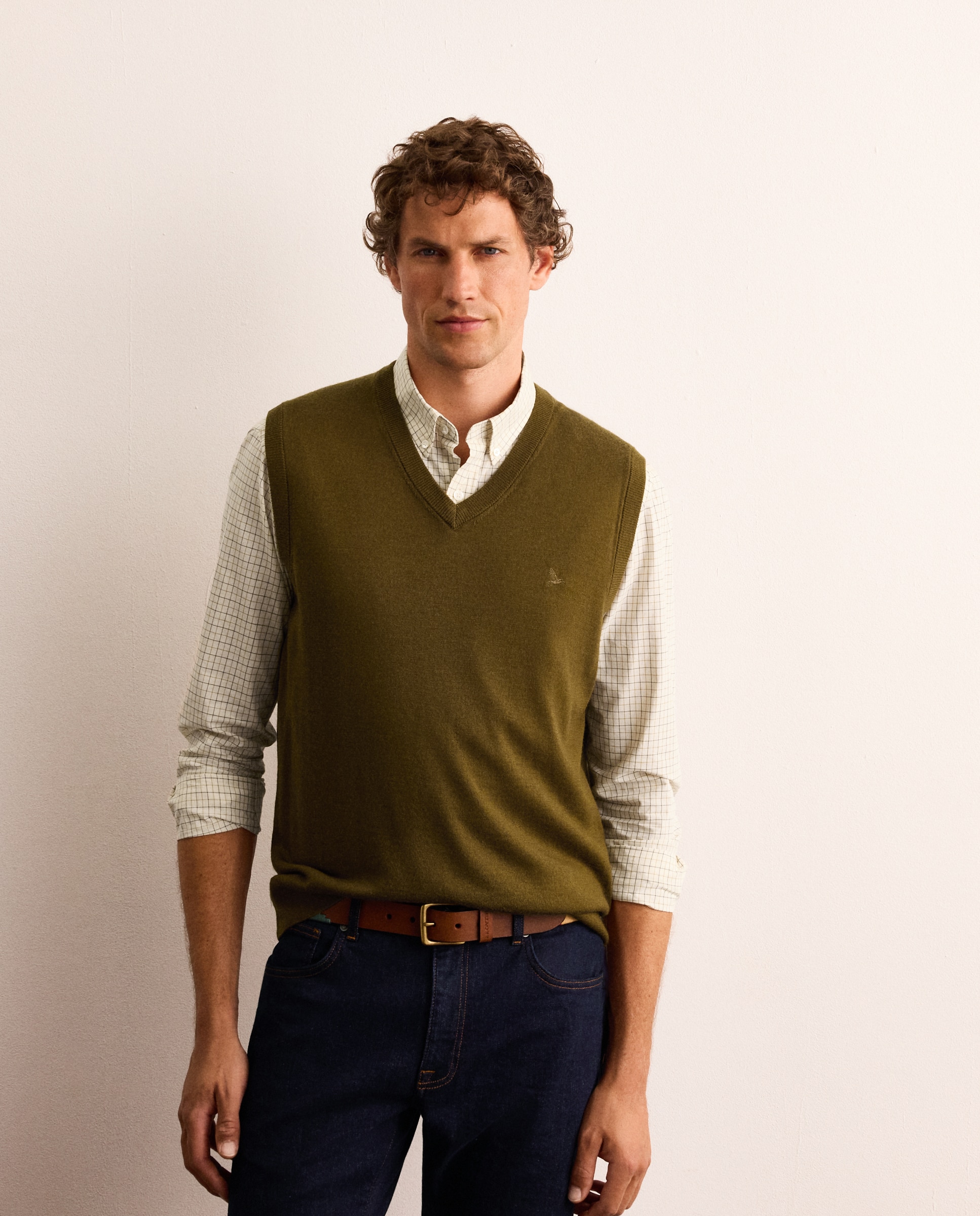 Chaleco de punto de lana merino con cuello de pico hombre - Lloyd's - Amarillo Amarillo-1