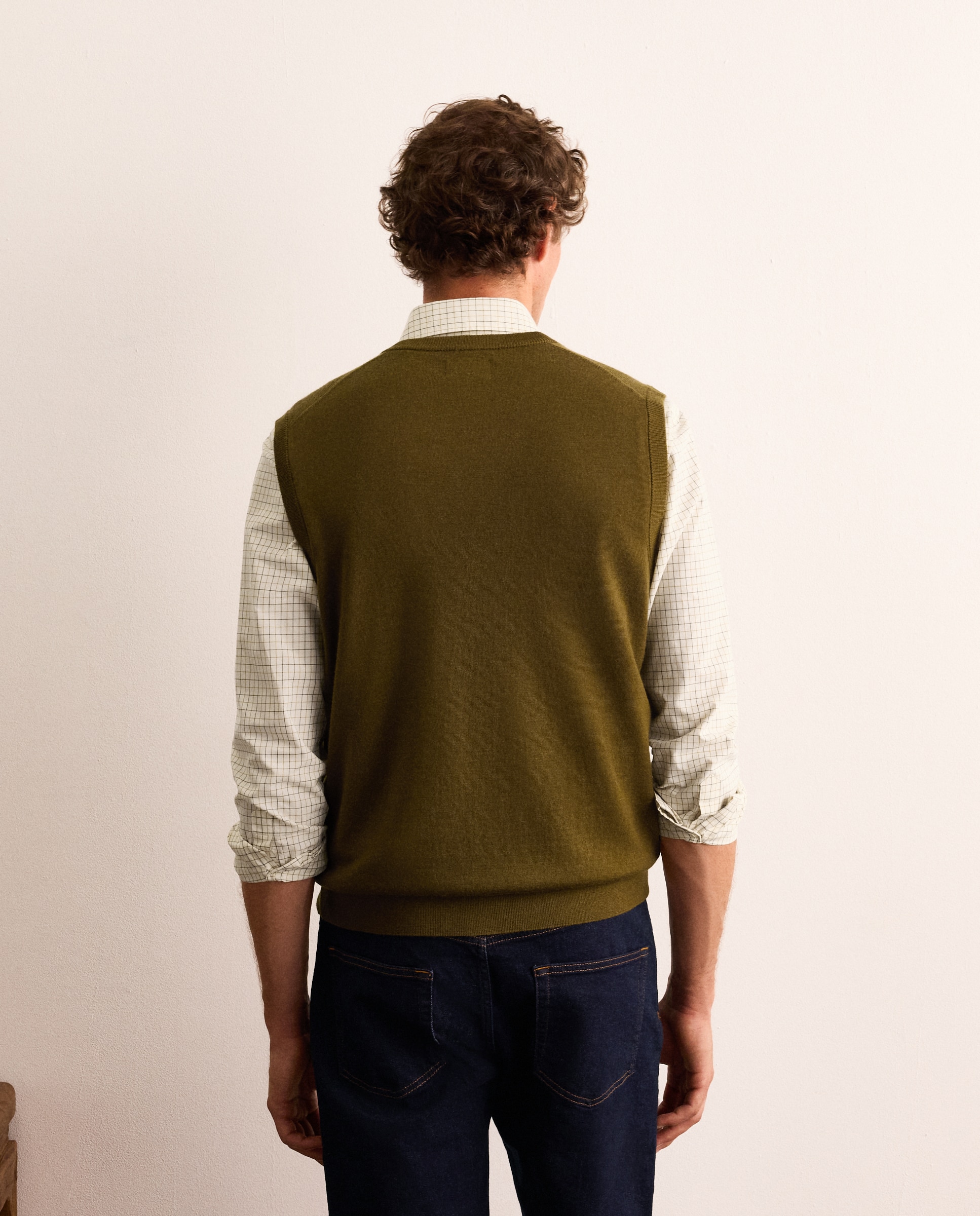Chaleco de punto de lana merino con cuello de pico hombre - Lloyd's - Amarillo Amarillo-3