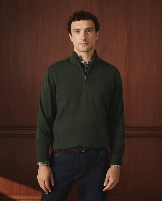 Imagen 0 de Jersey de hombre con media cremallera y cuello alto