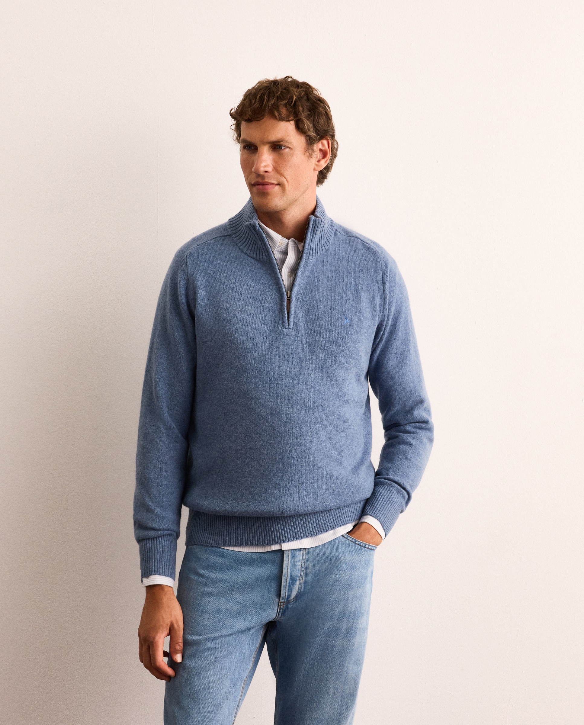 Jersey 100% lambswool con media cremallera hombre - Lloyd's - Azul Azul-1
