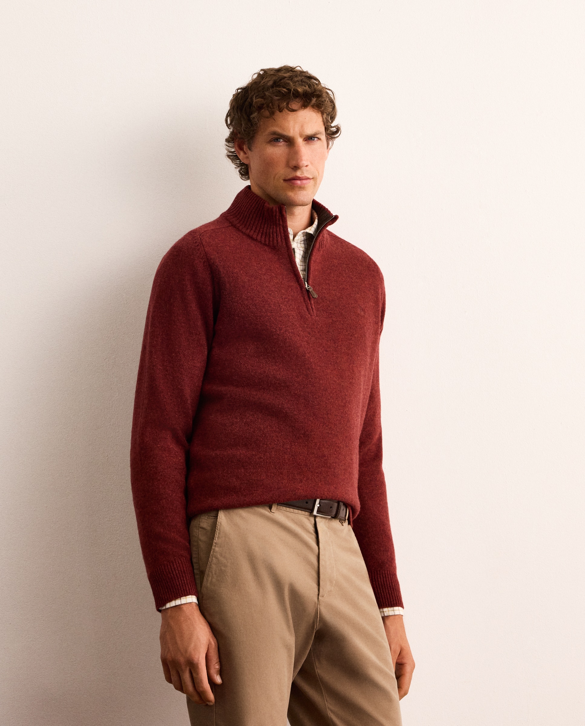 Jersey 100% lambswool con media cremallera hombre - Lloyd's - Burdeos Burdeos-1