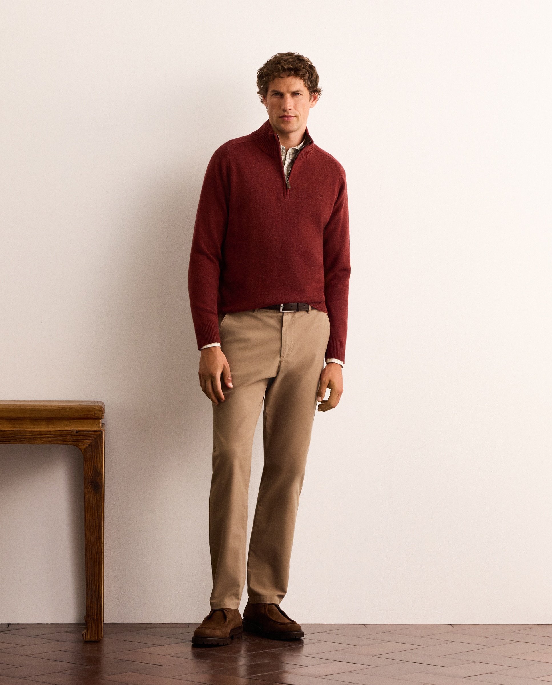 Jersey 100% lambswool con media cremallera hombre - Lloyd's - Burdeos Burdeos-2