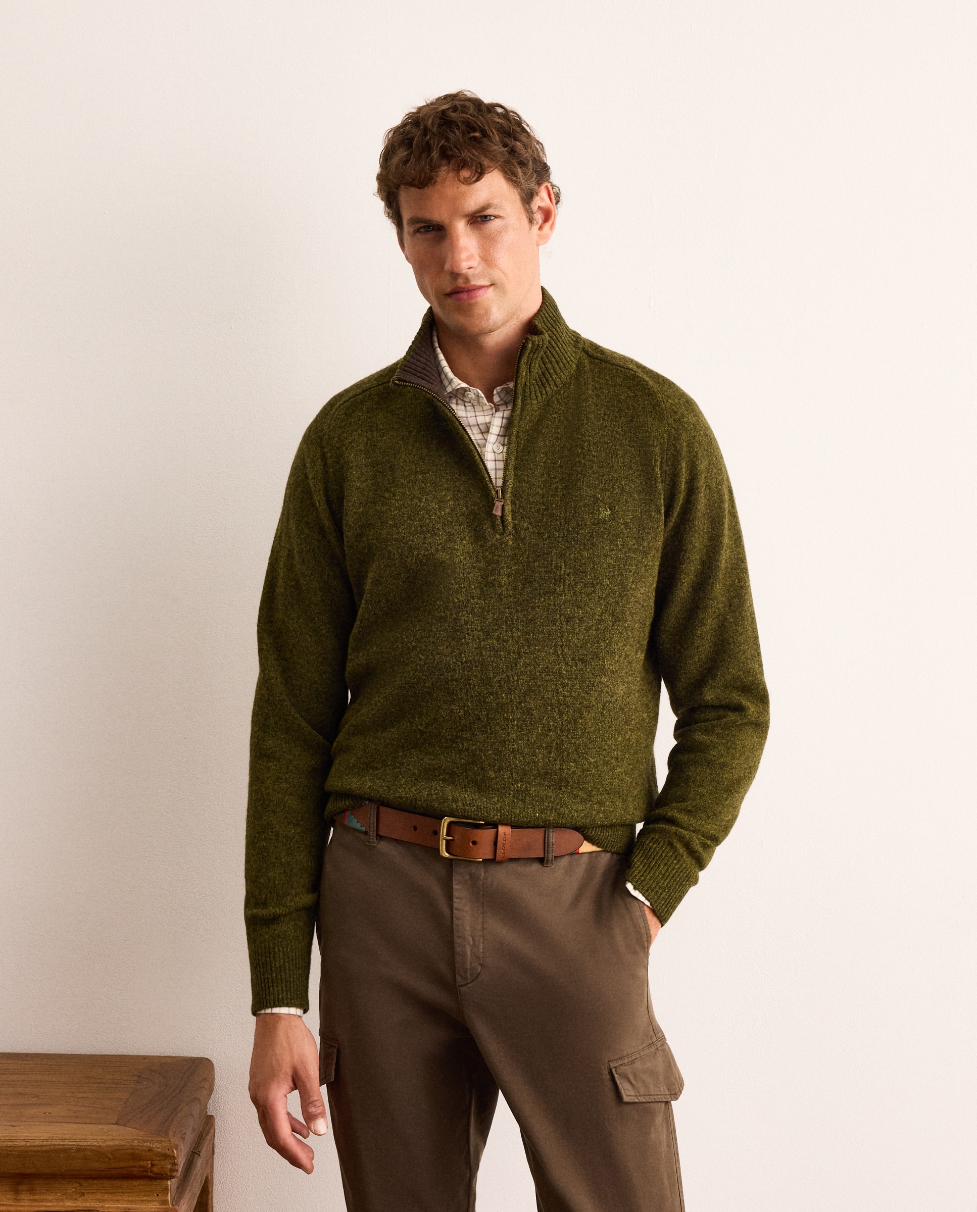 Jersey 100% lambswool con media cremallera hombre - Lloyd's - Verde oscuro Verde oscuro-1