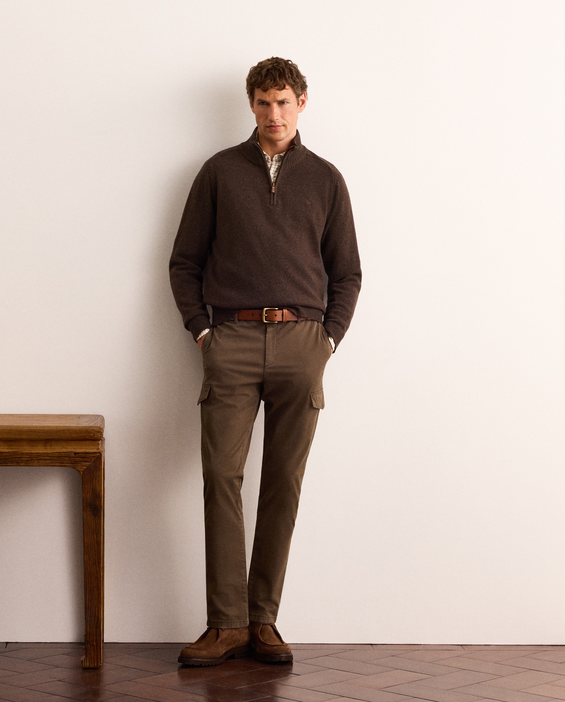Jersey 100% lambswool con media cremallera hombre - Lloyd's - Marrón Marrón-1