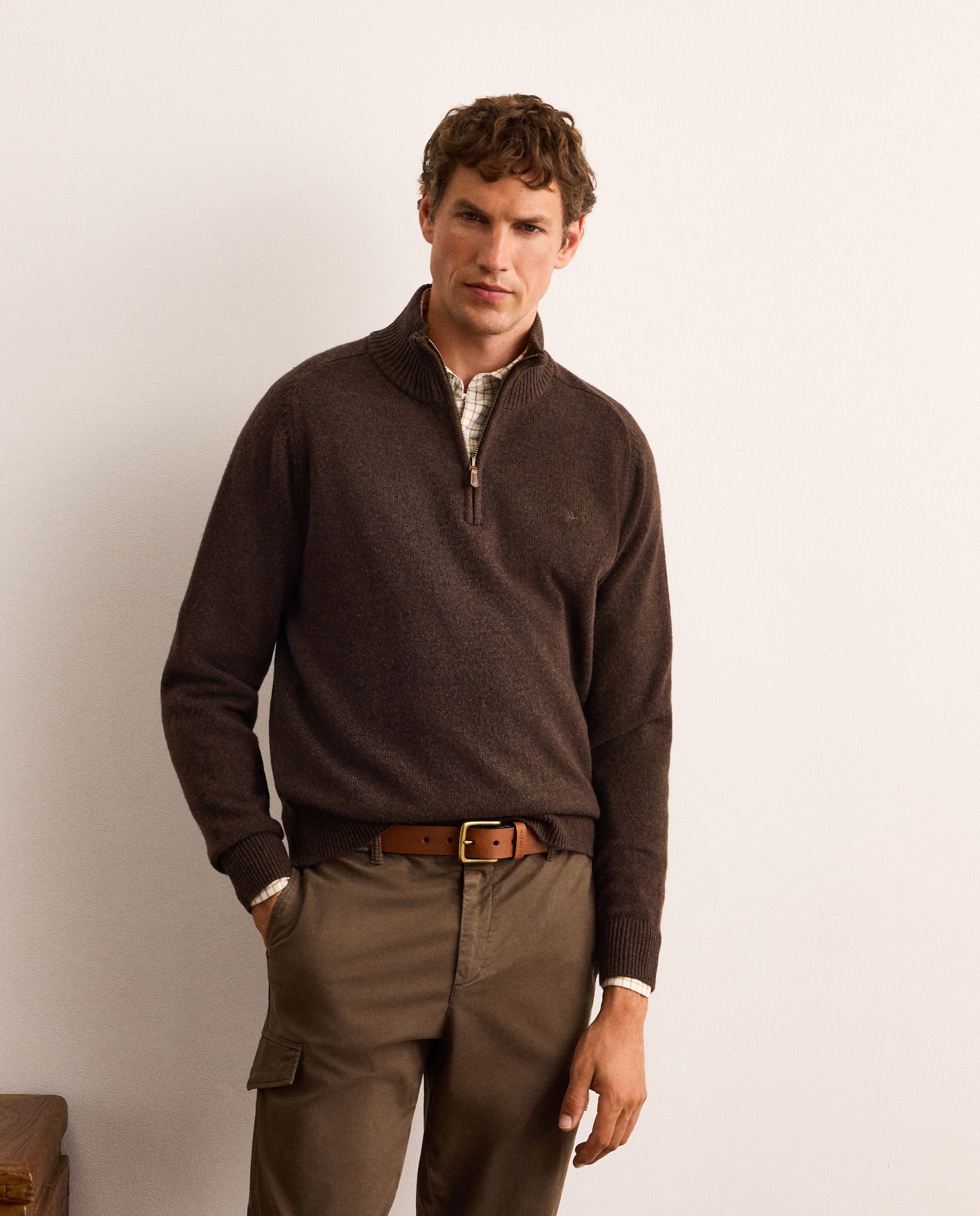 Jersey 100% lambswool con media cremallera hombre - Lloyd's - Marrón Marrón-2